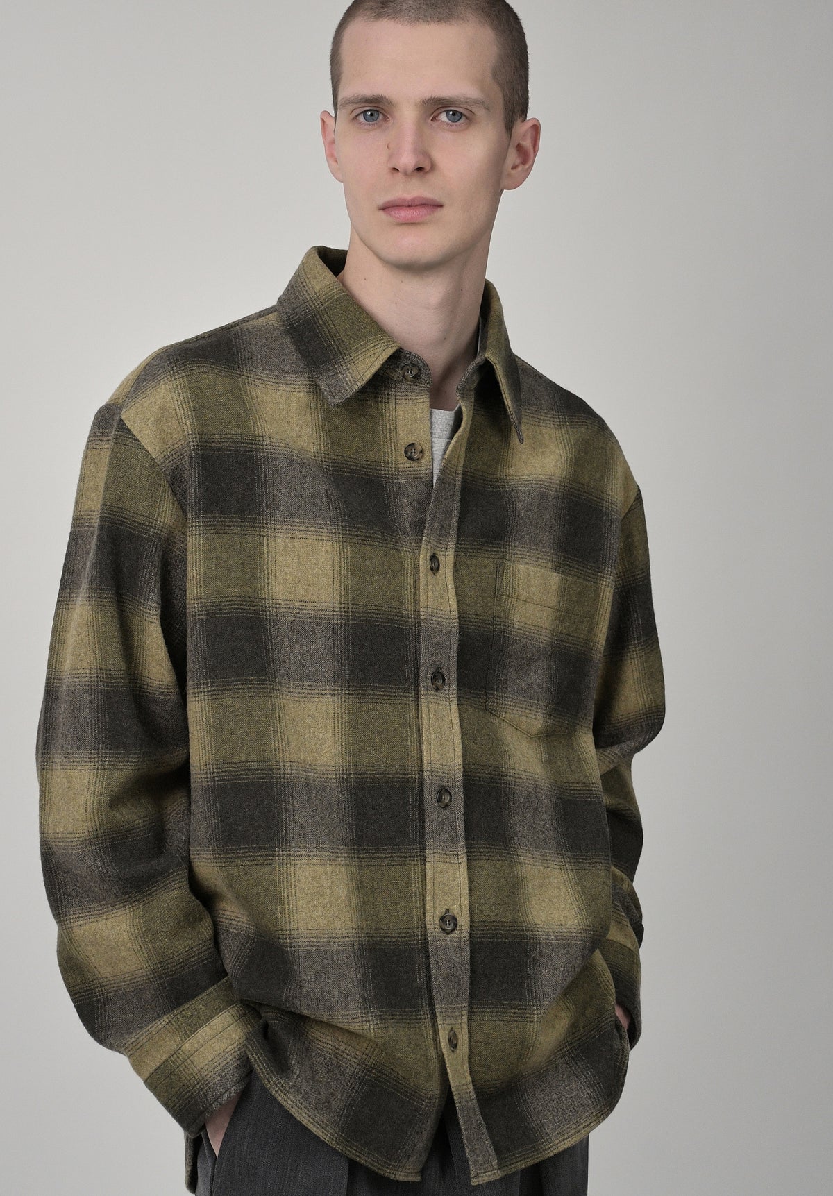 Khaki checked overshirt