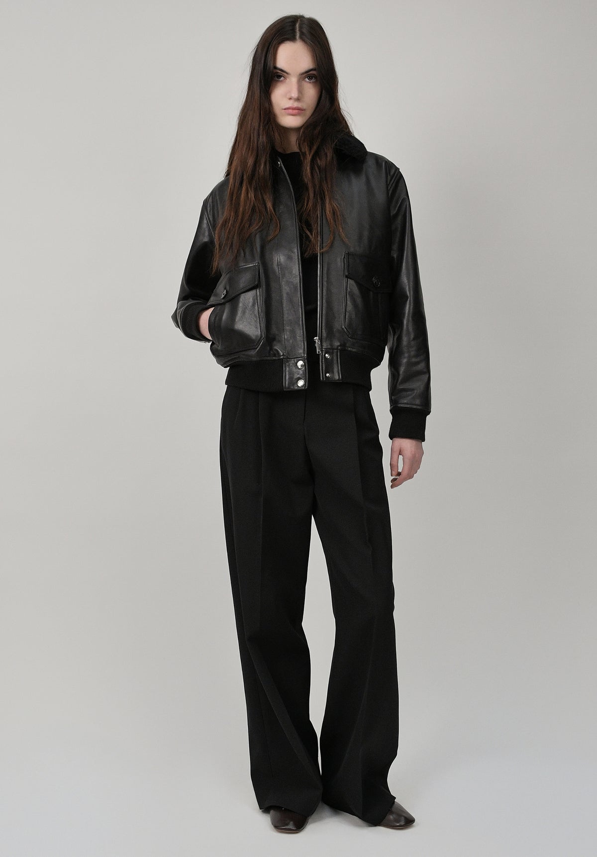 Loose-fit black cotton trousers