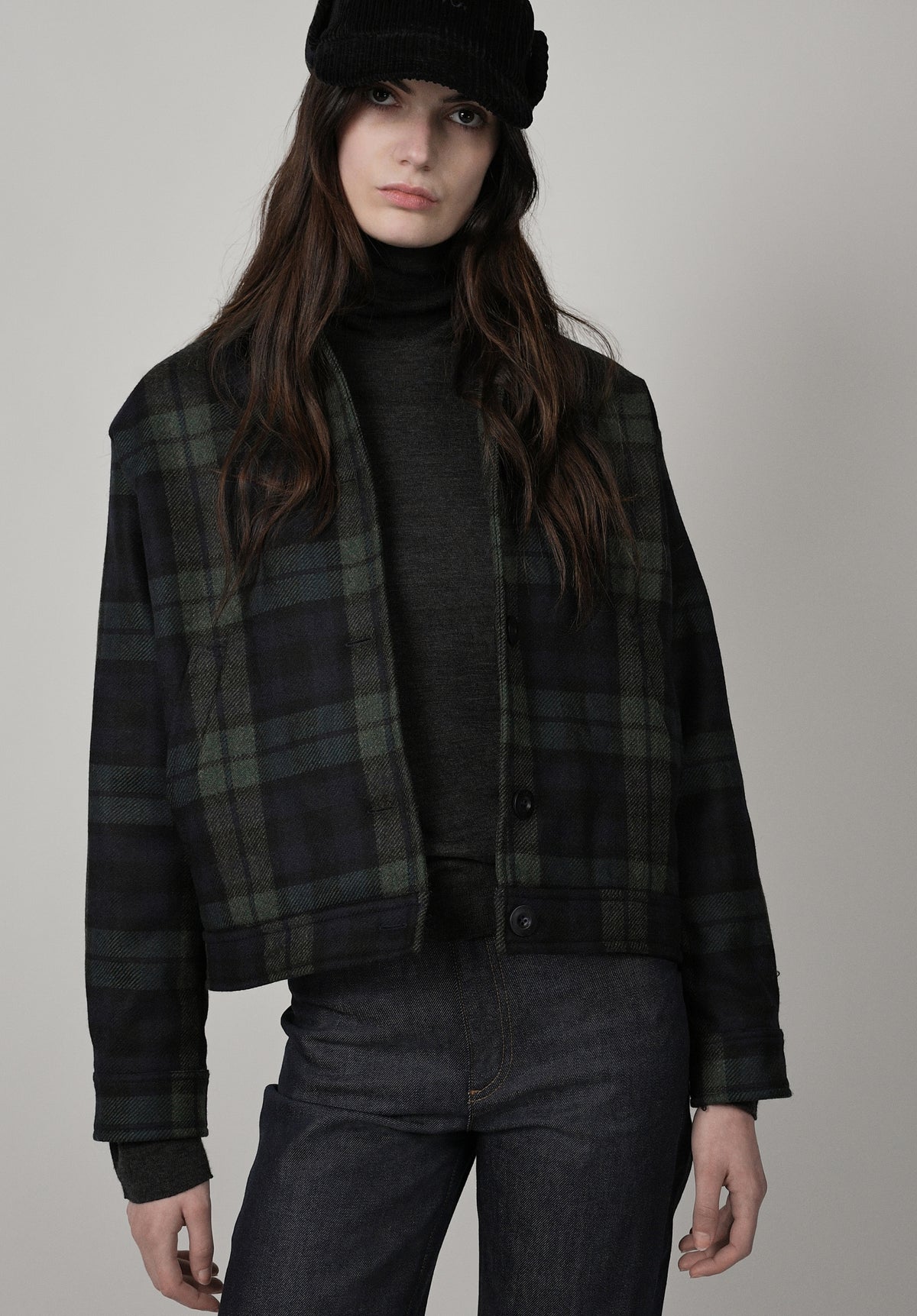 Navy blue checked jacket