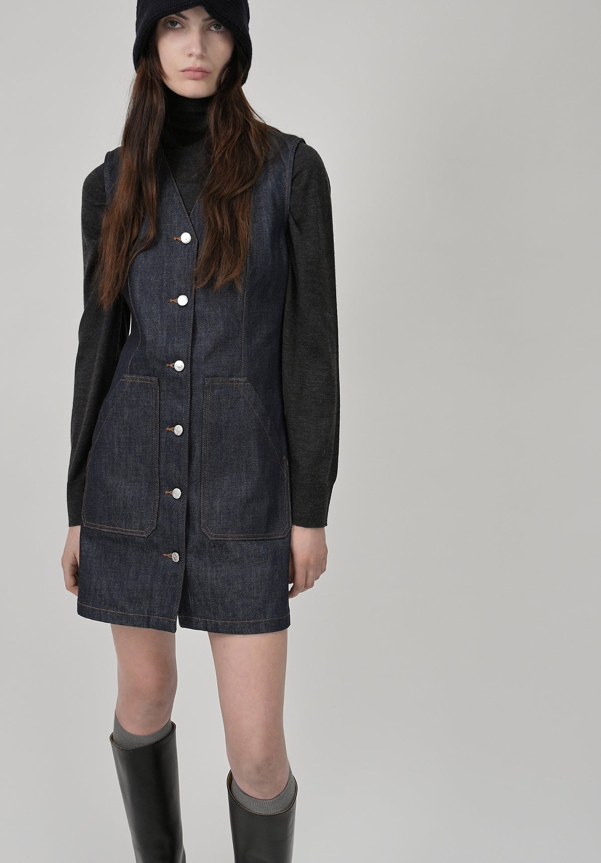 Dress in raw Japanese denim