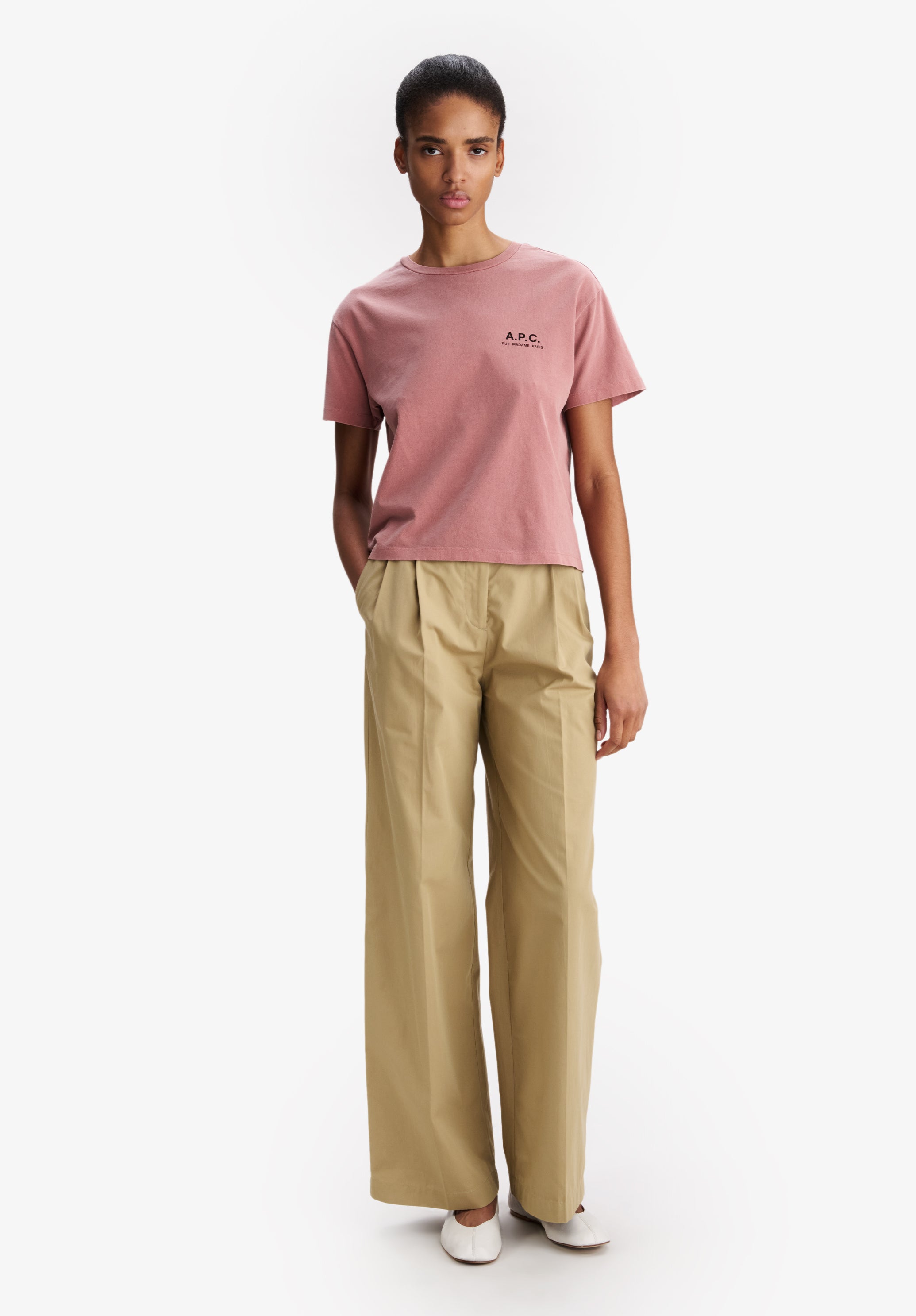 Raspberry pink t-shirt with A.P.C. Rue Madame logo - 1