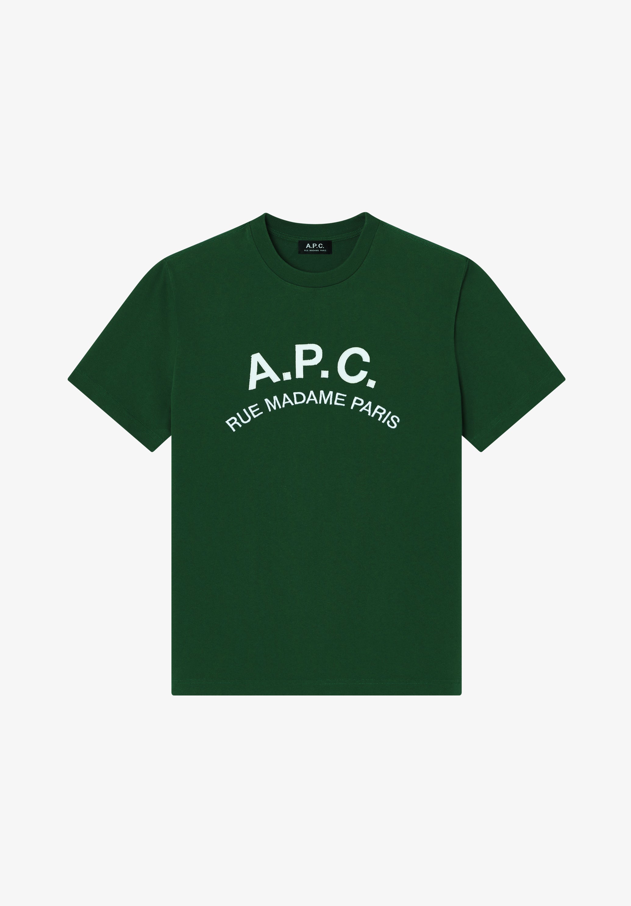 Dark green t-shirt with vintage-effect A.P.C. logo - 0