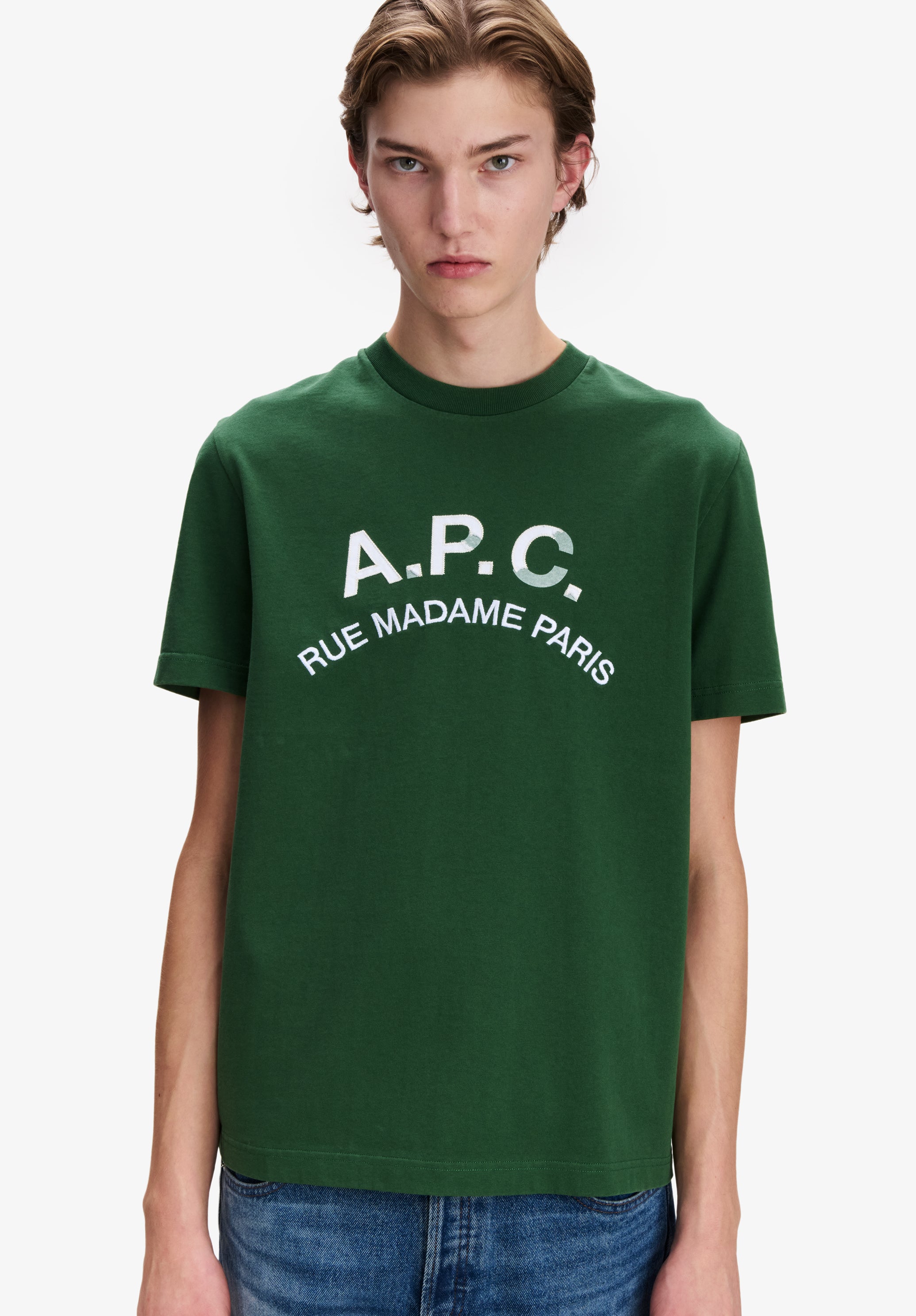 Dark green t-shirt with vintage-effect A.P.C. logo - 3