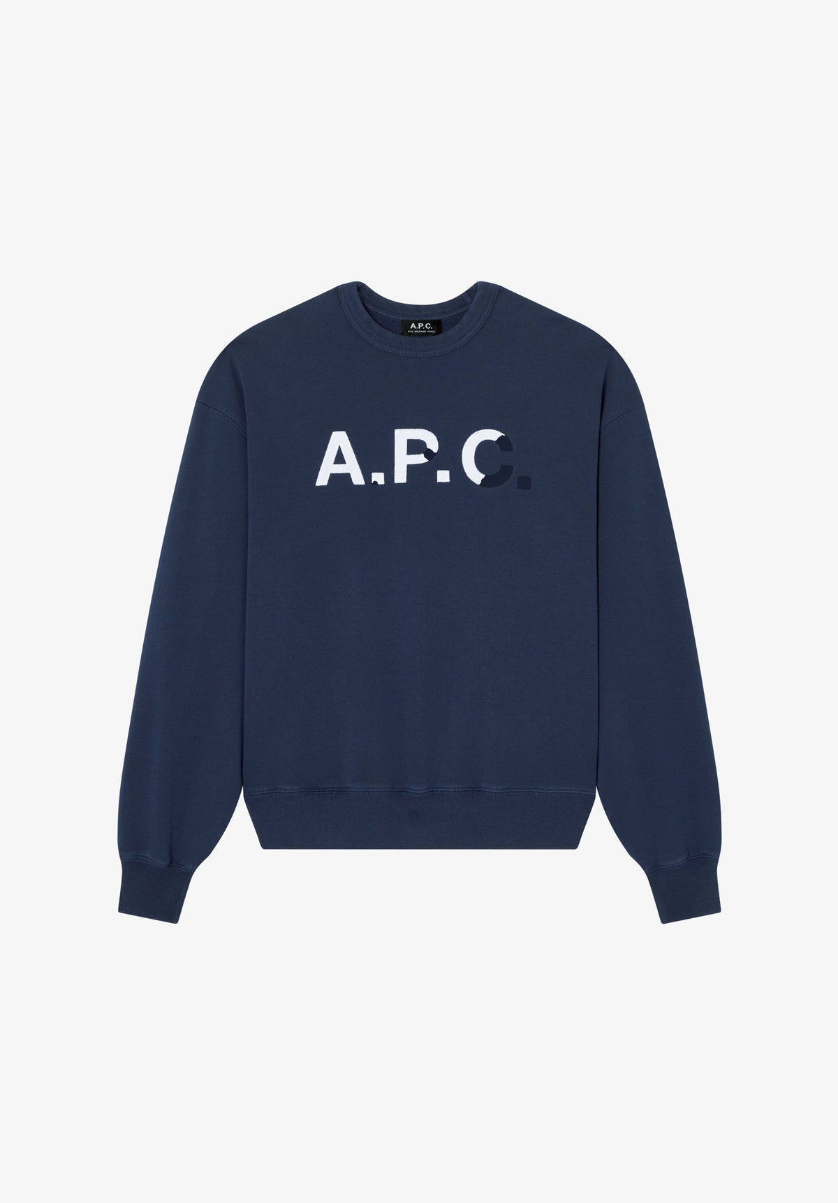 Navy blue sweatshirt with vintage-effect A.P.C. logo