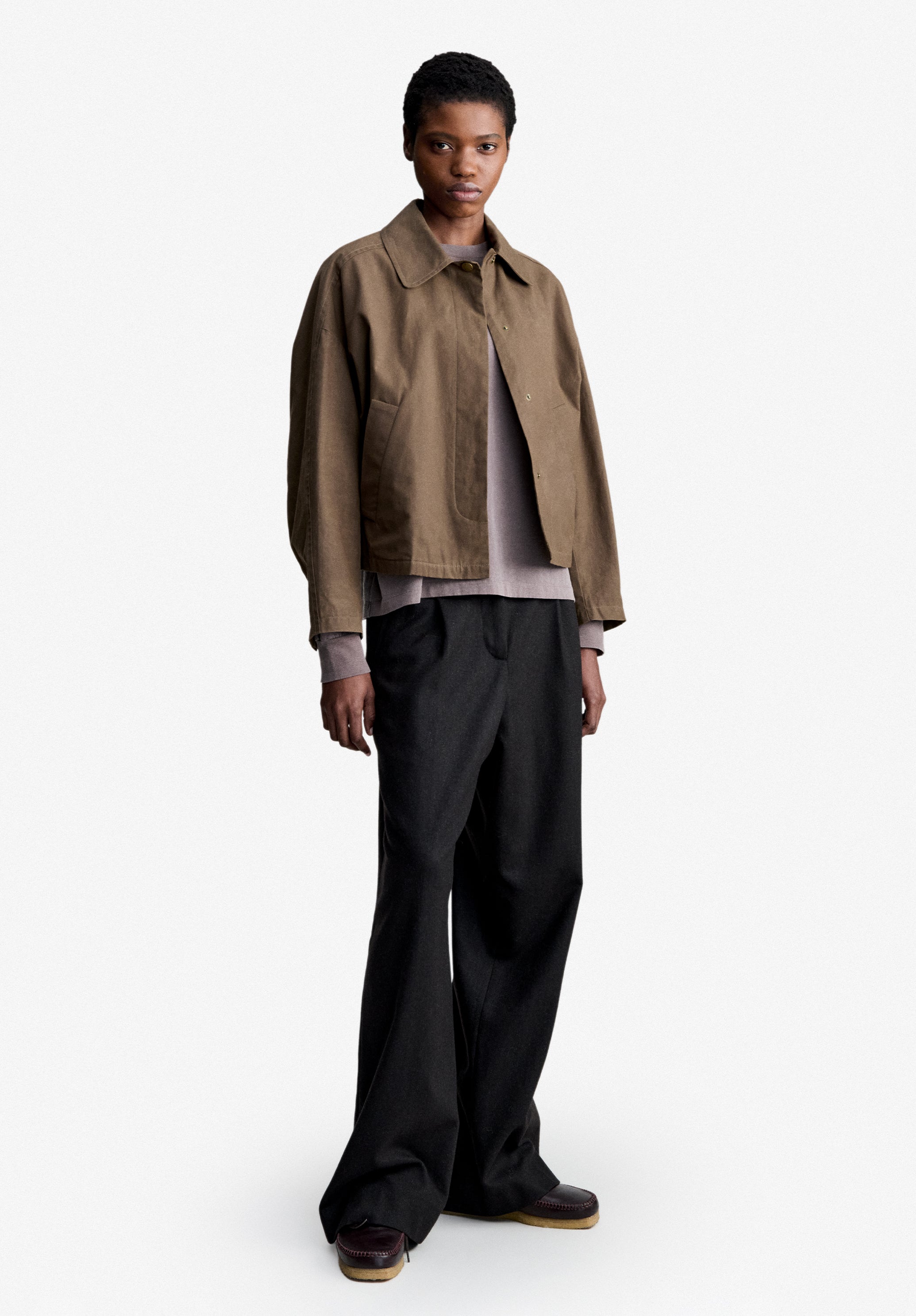 Khaki rain jacket in waxed cotton - 1