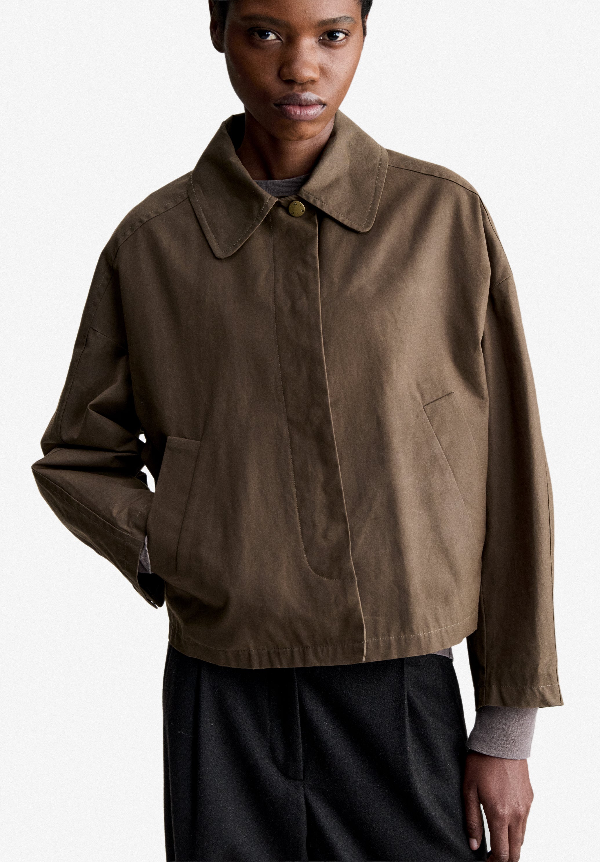 Khaki rain jacket in waxed cotton - 3