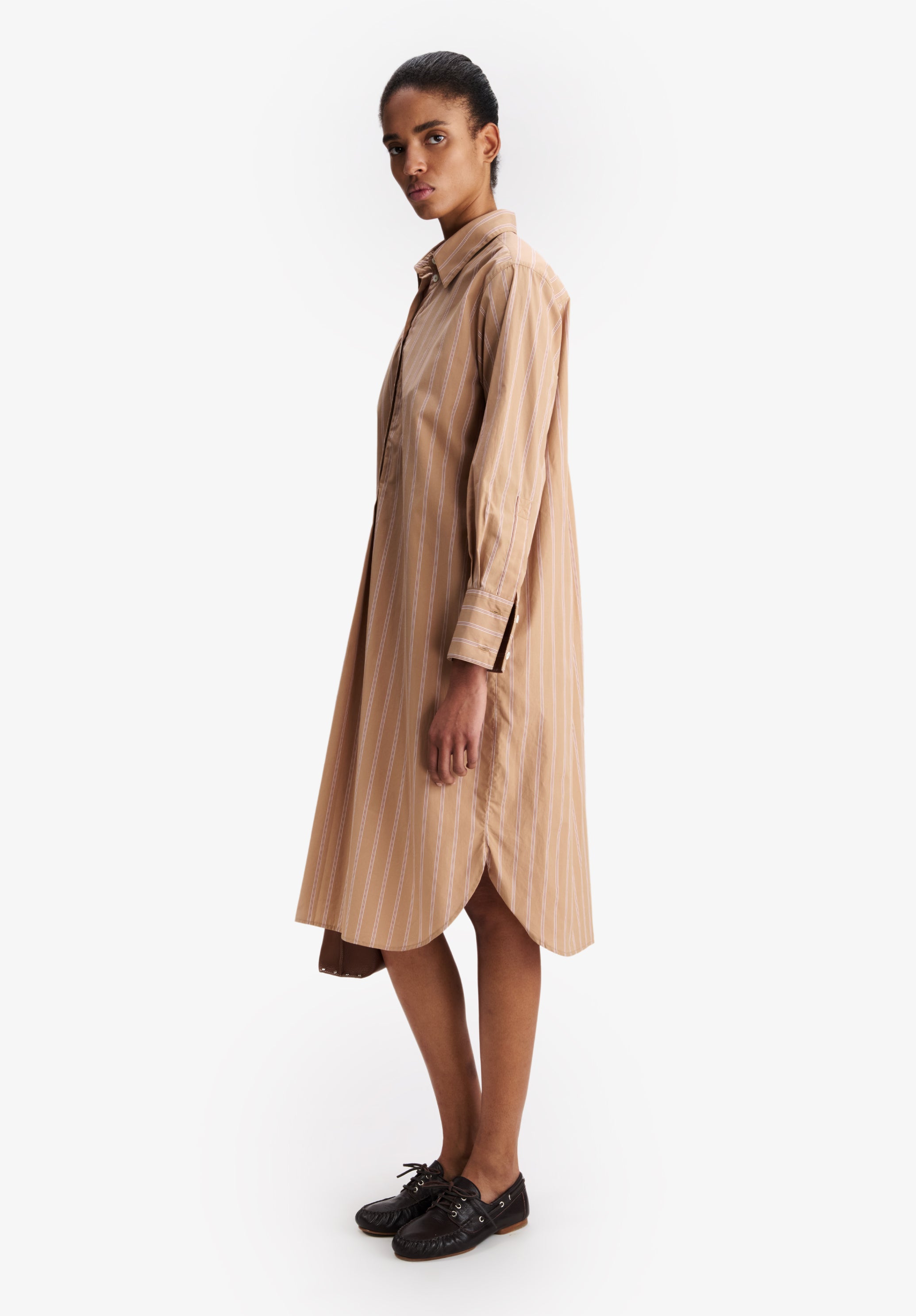 Long beige shirt dress - 3