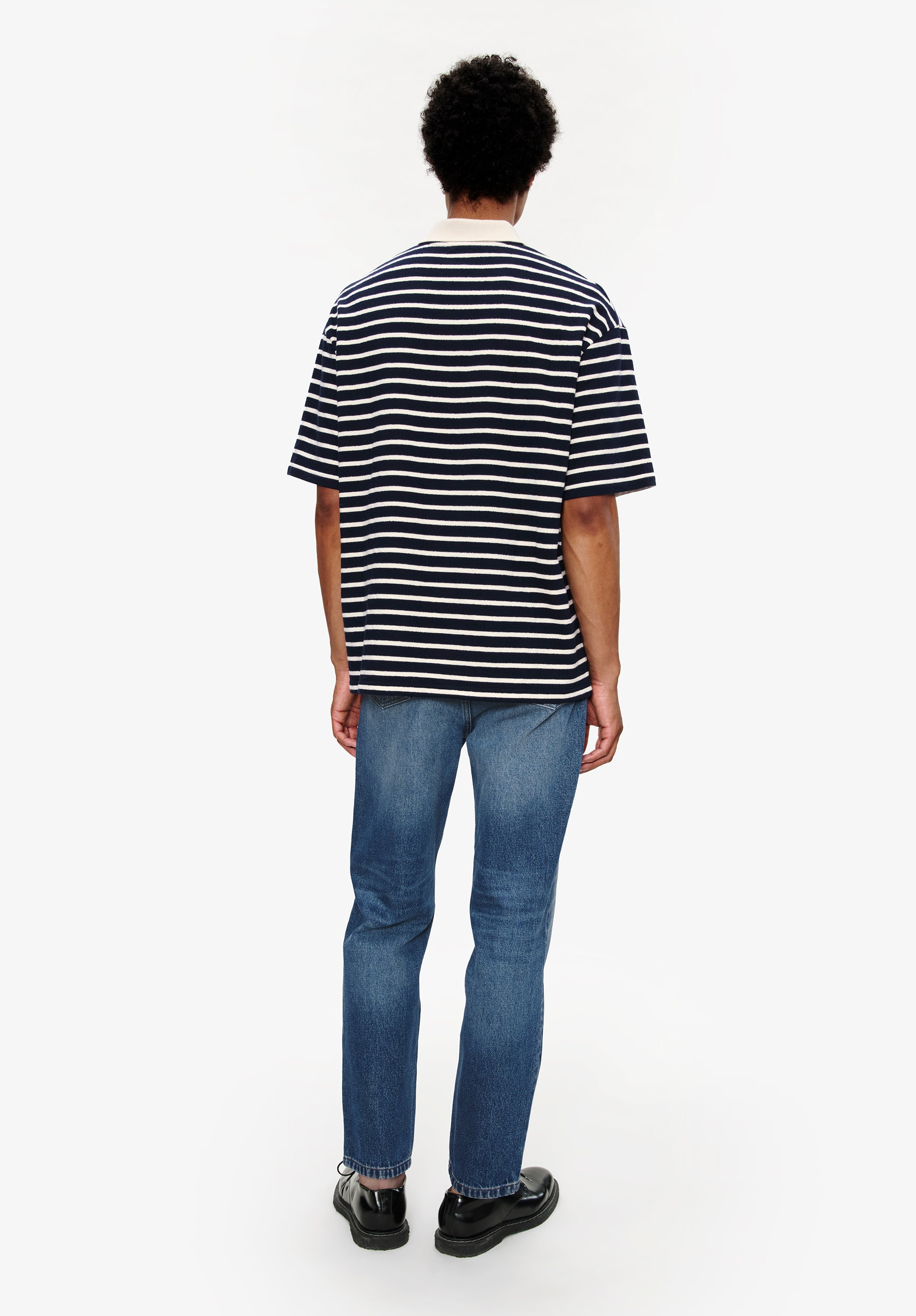 Striped polo shirt with contrasting collar - 3