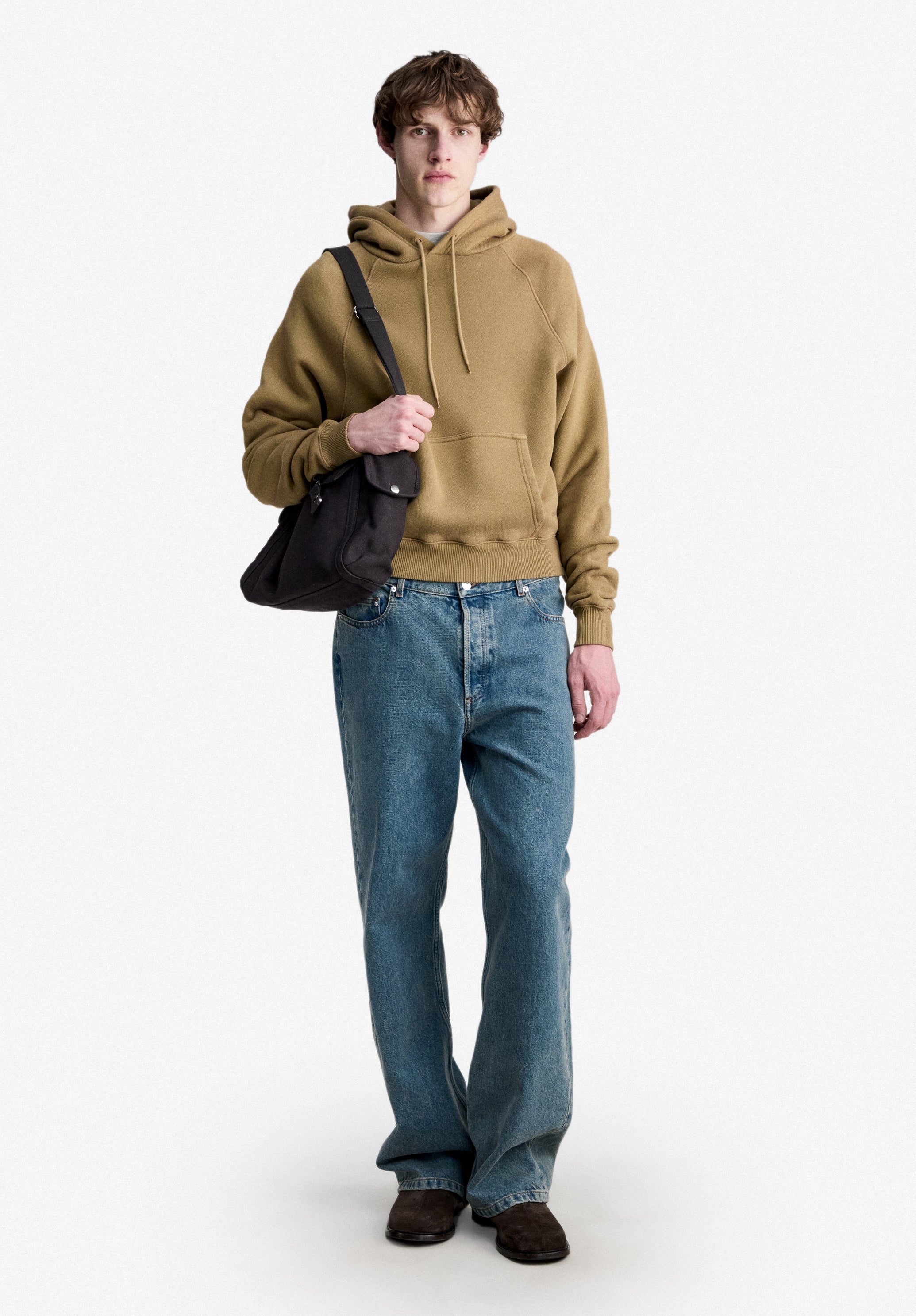 Taupe hoodie with raglan sleeves - 1