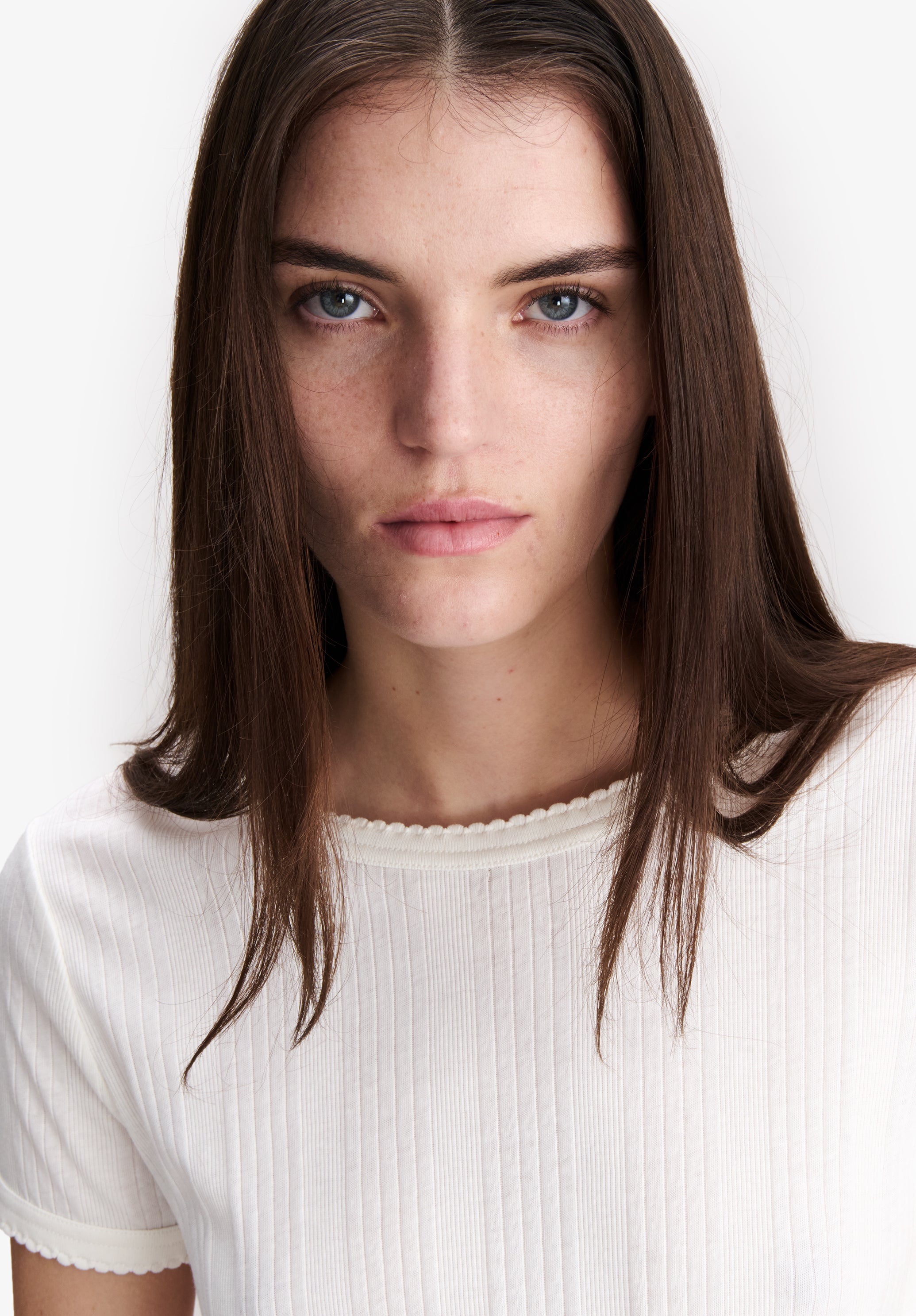 Ribbed white organic cotton t-shirt. - 3