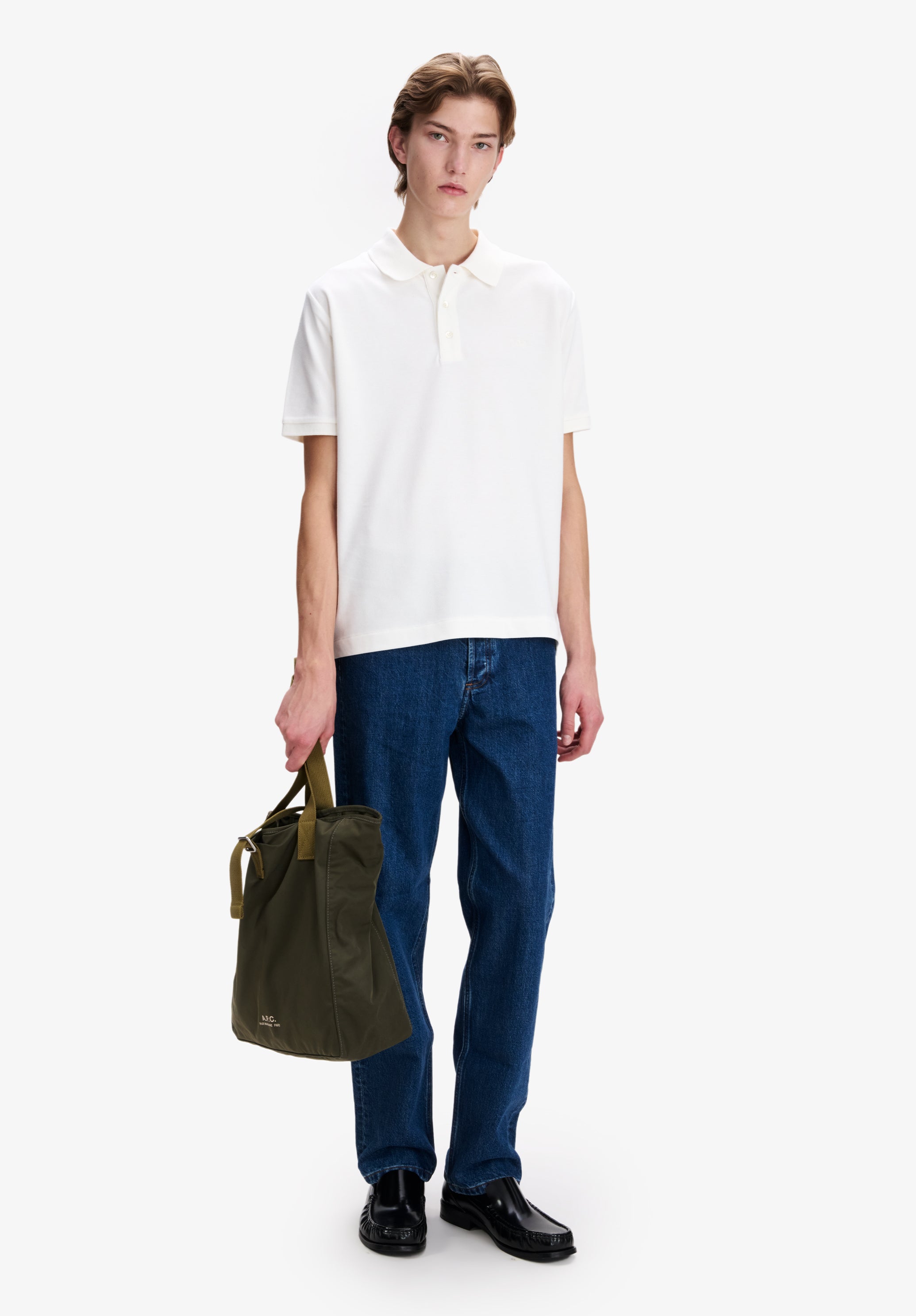 White cotton piqué polo - 1
