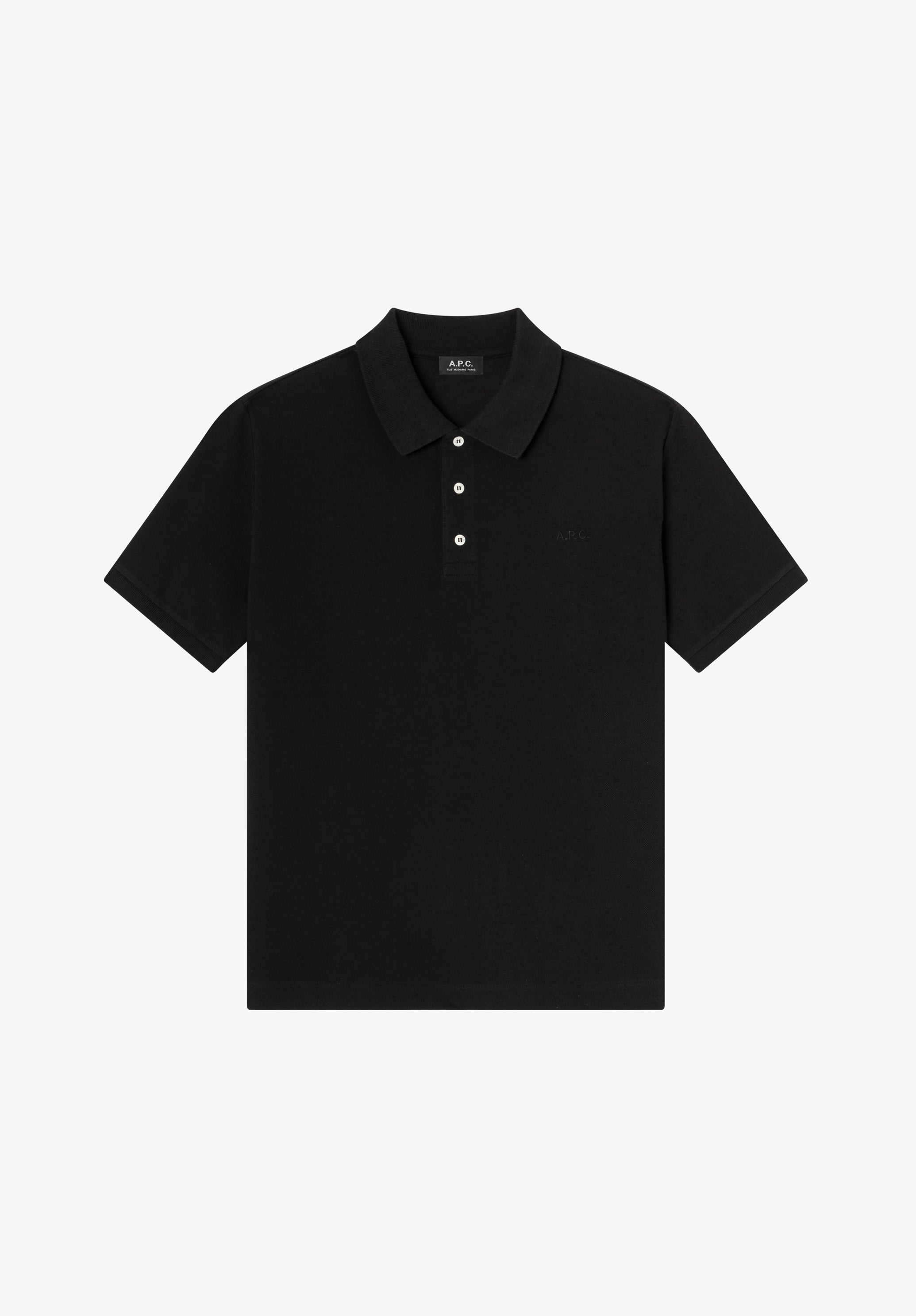 Black cotton piqué polo - 0