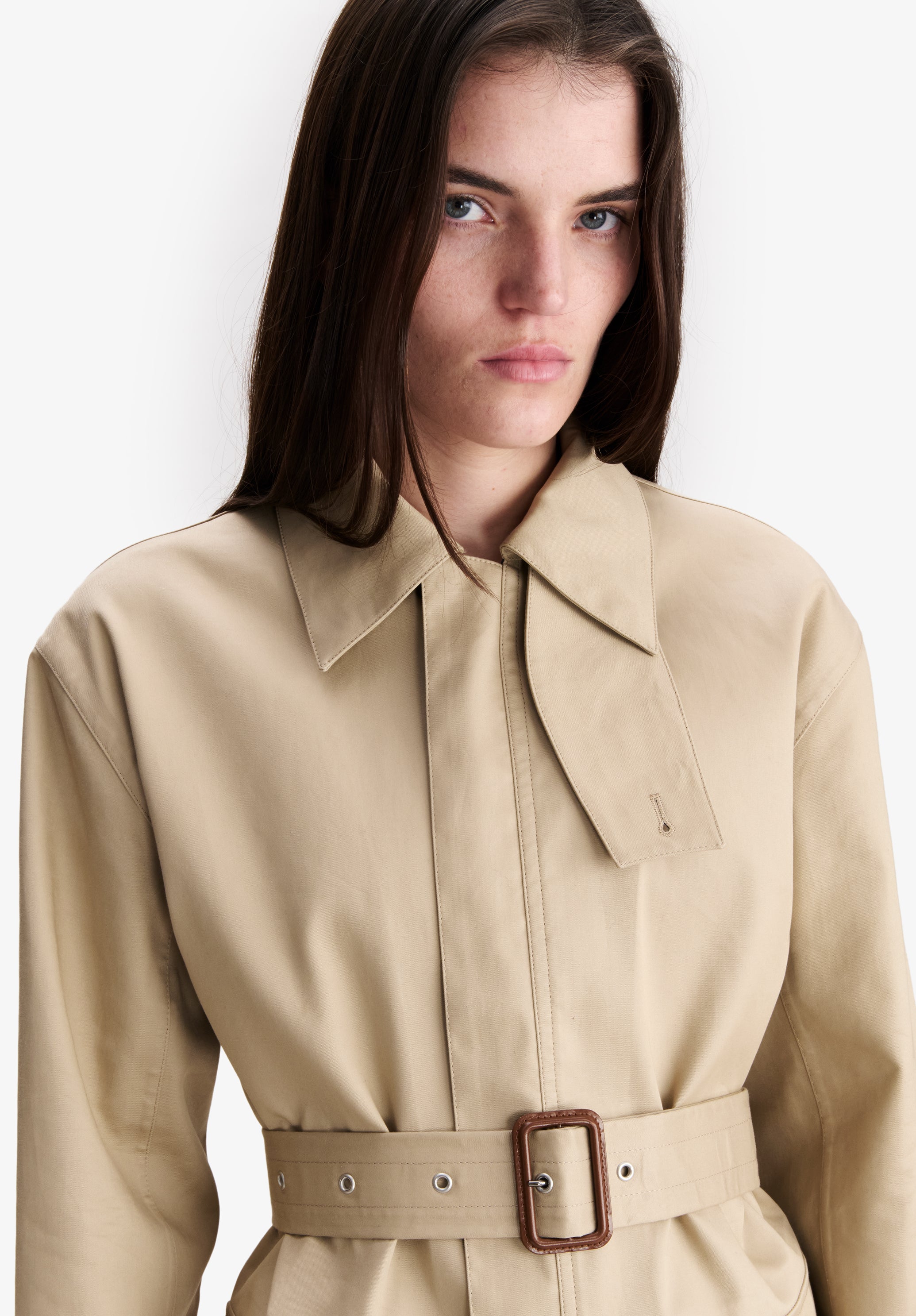 Modern beige cotton trench coat - 4