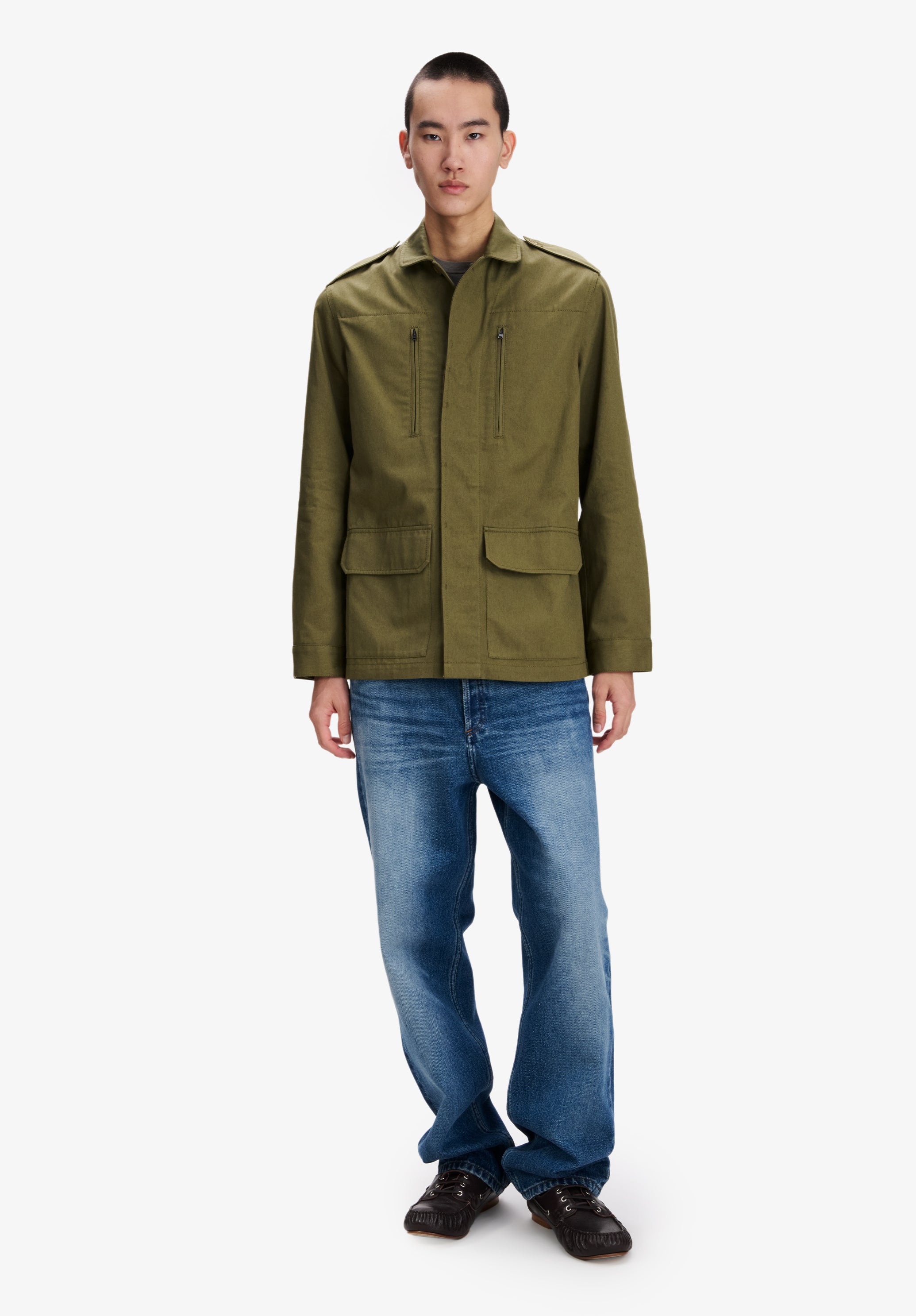 Khaki military-style jacket - 3