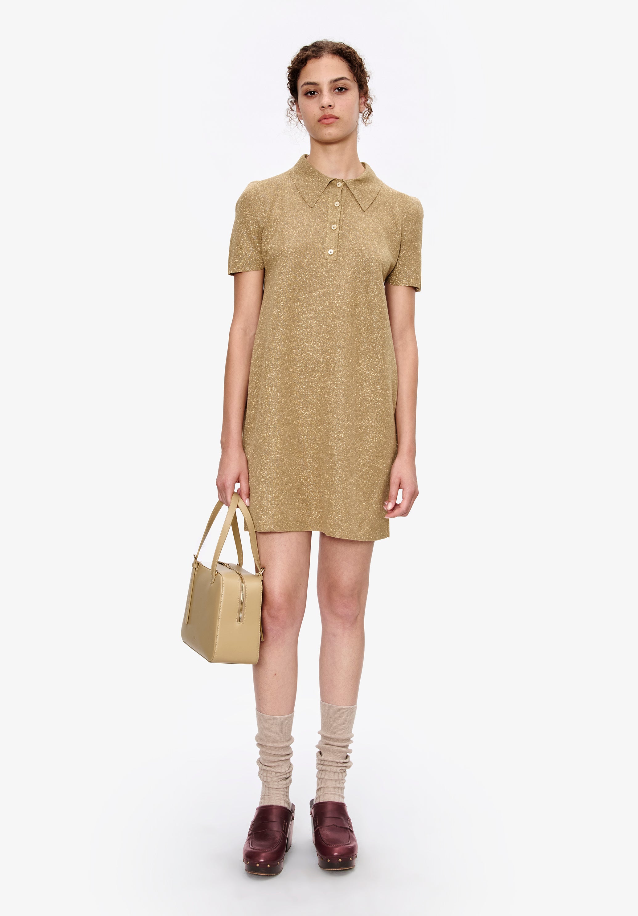 Metallised polo shirt collar dress - 1