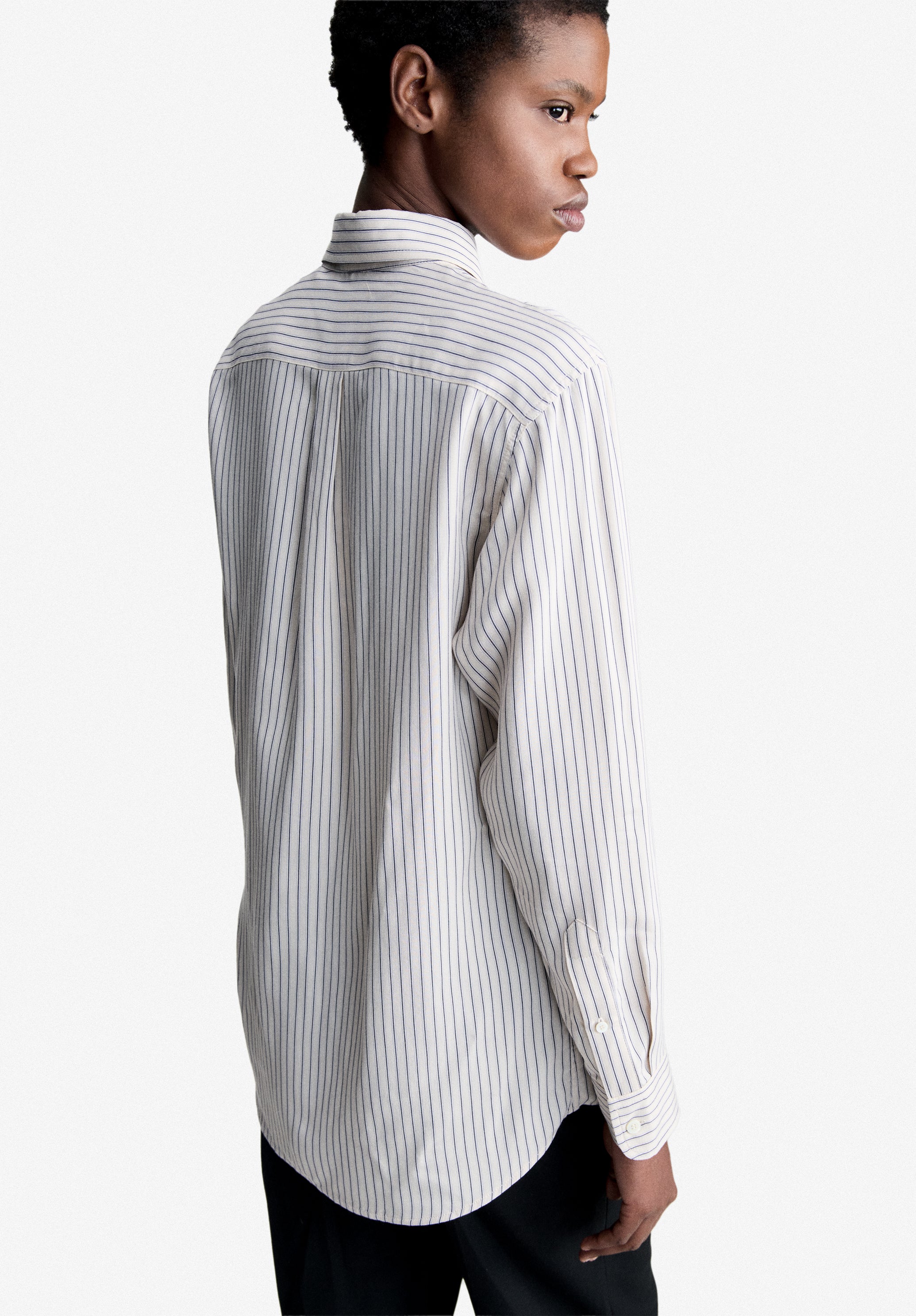 Flowing ecru striped shirt - 4