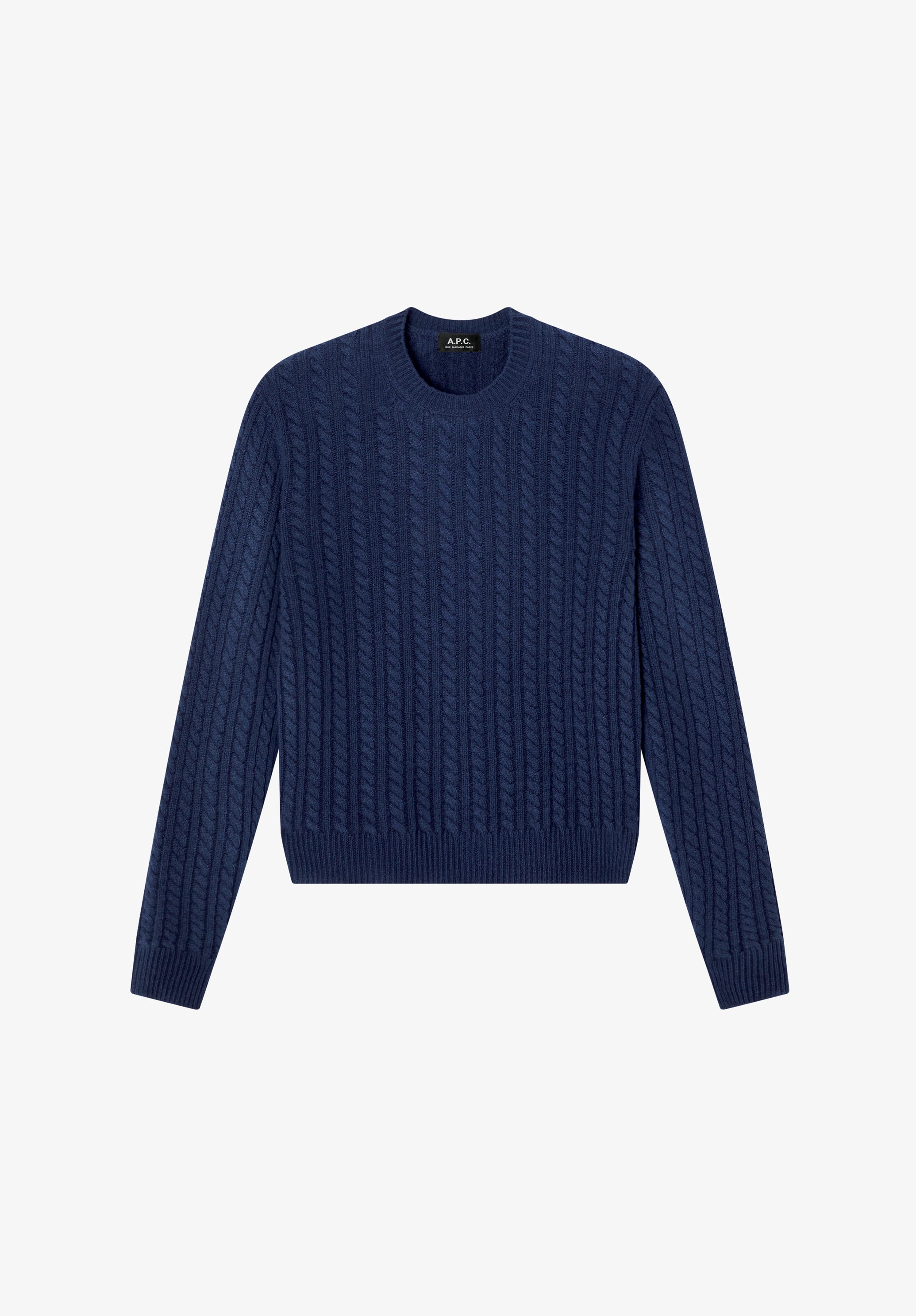 Navy blue cable-knit sweater - 0
