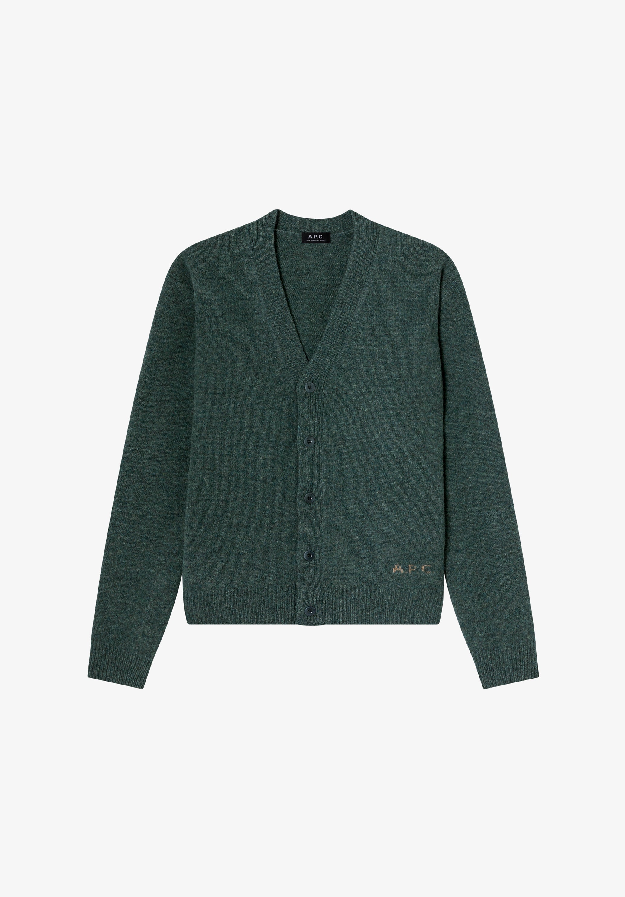 Loose heather green wool cardigan - 0