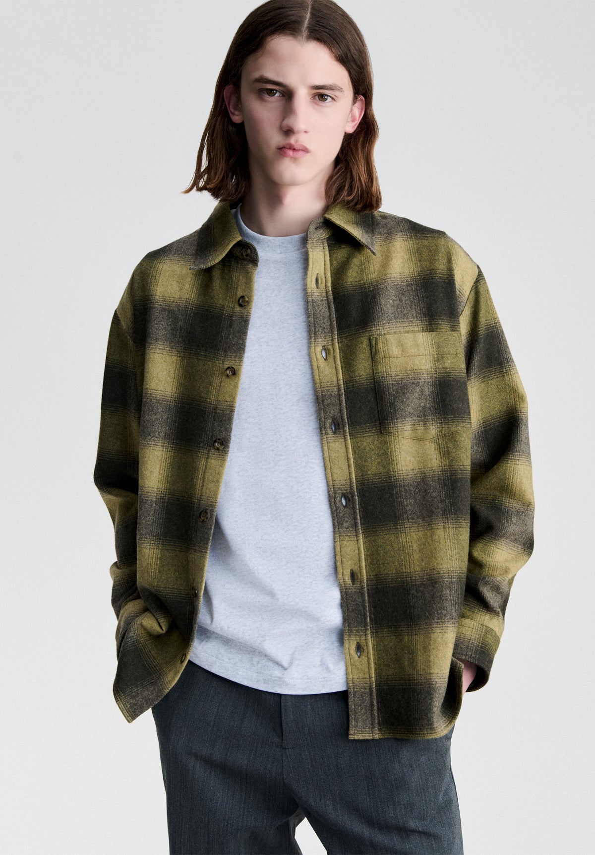 Khaki checked overshirt