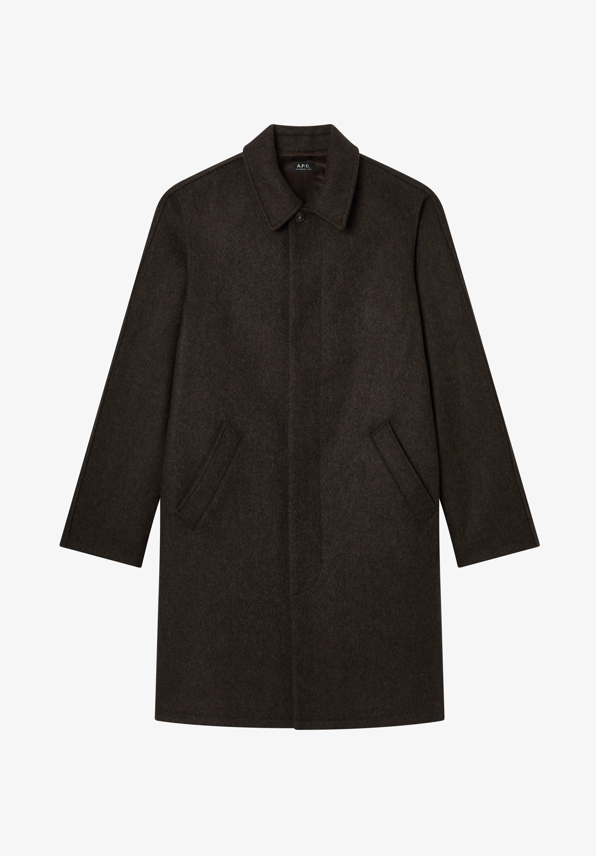 Heather brown mac in woollen cloth