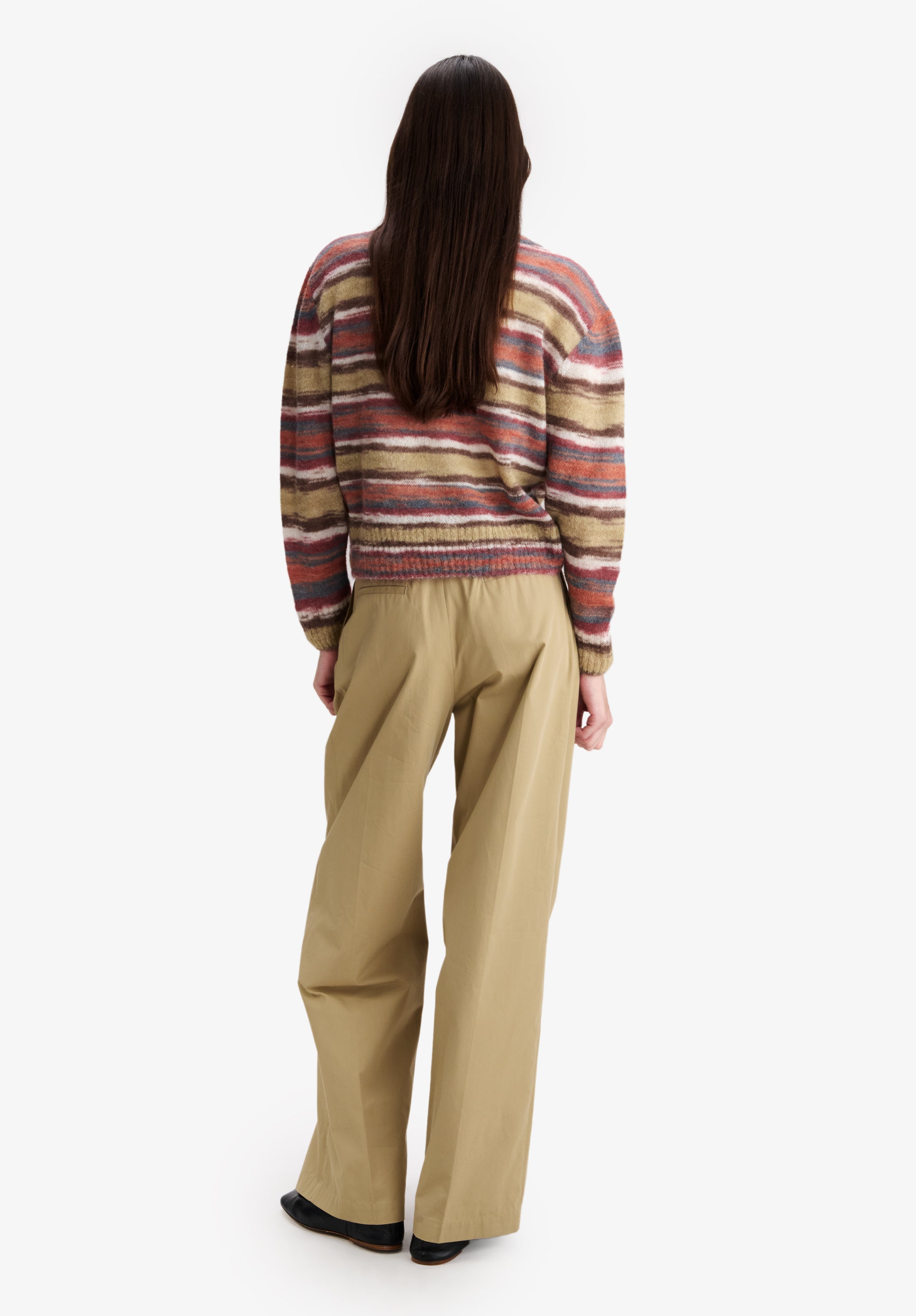 Striped brown alpaca sweater - 2