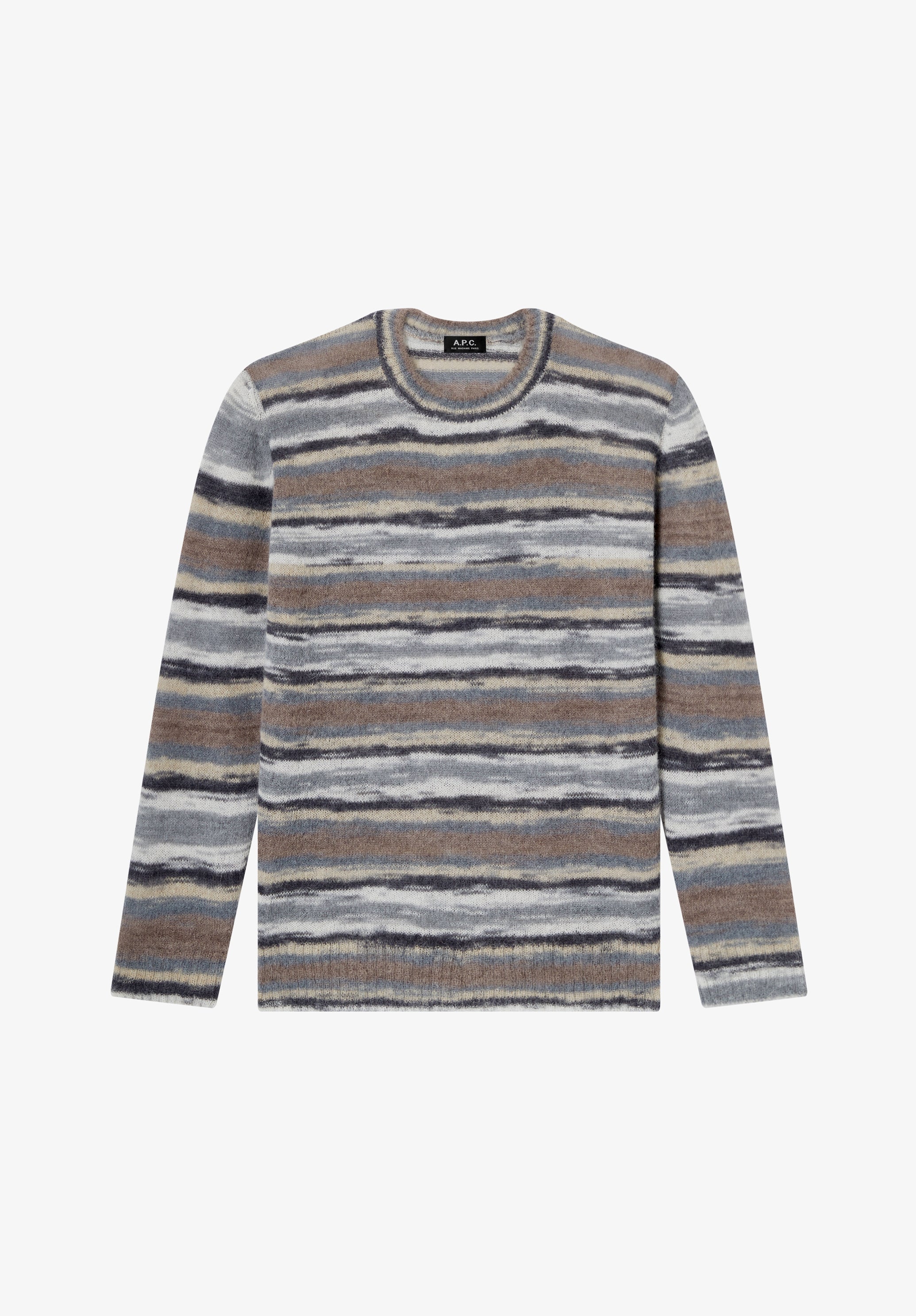 Striped grey alpaca sweater - 0