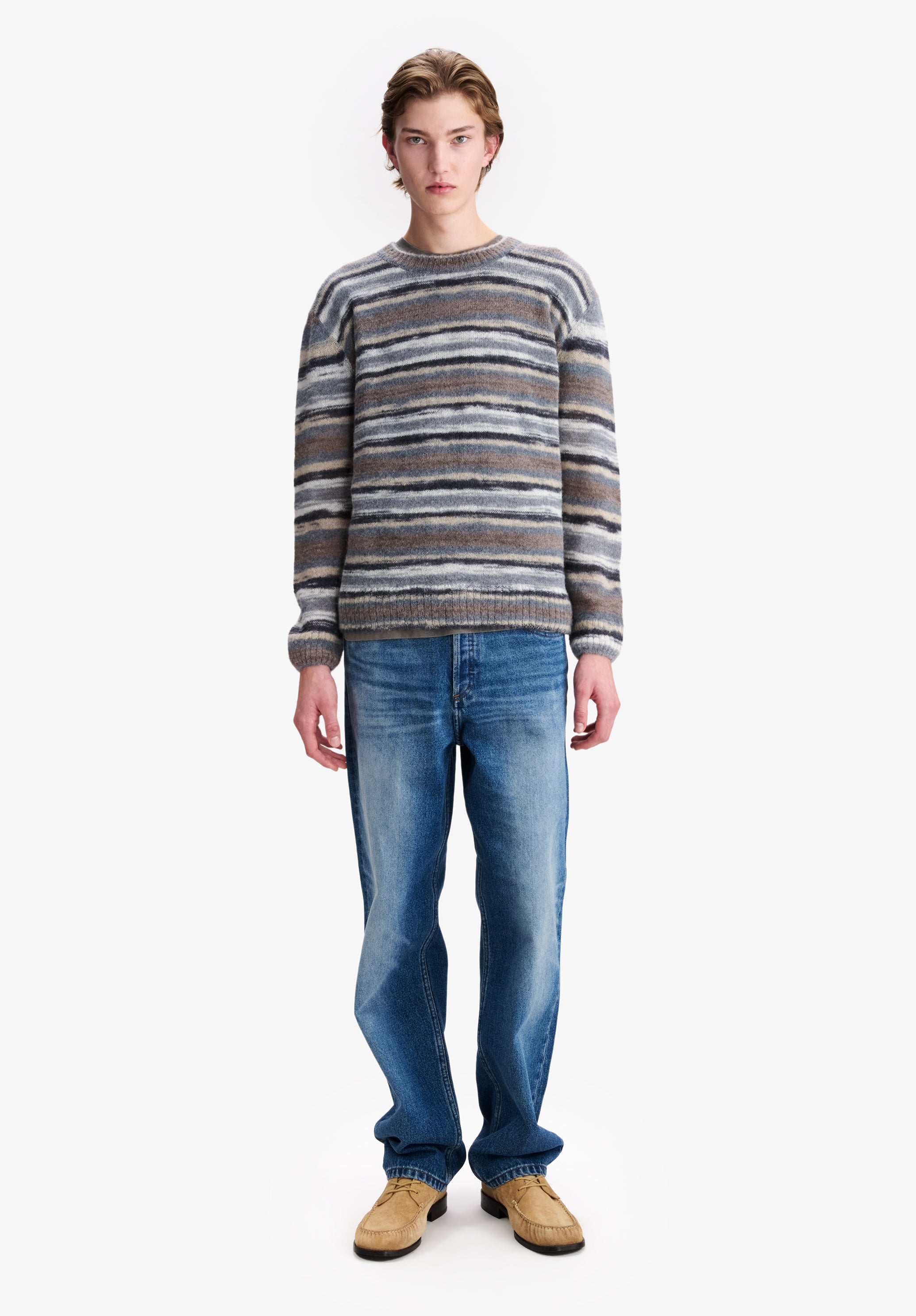 Striped grey alpaca sweater - 1