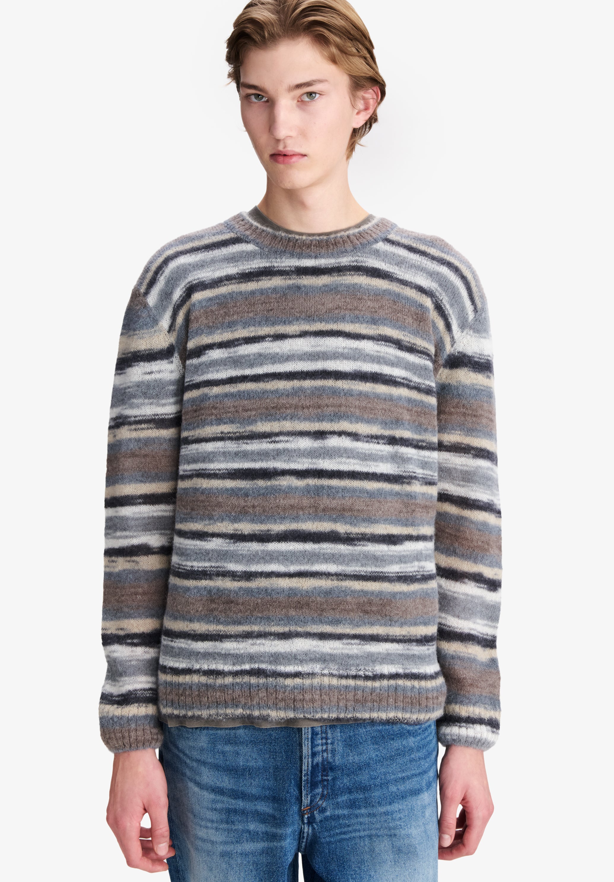 Striped grey alpaca sweater - 3