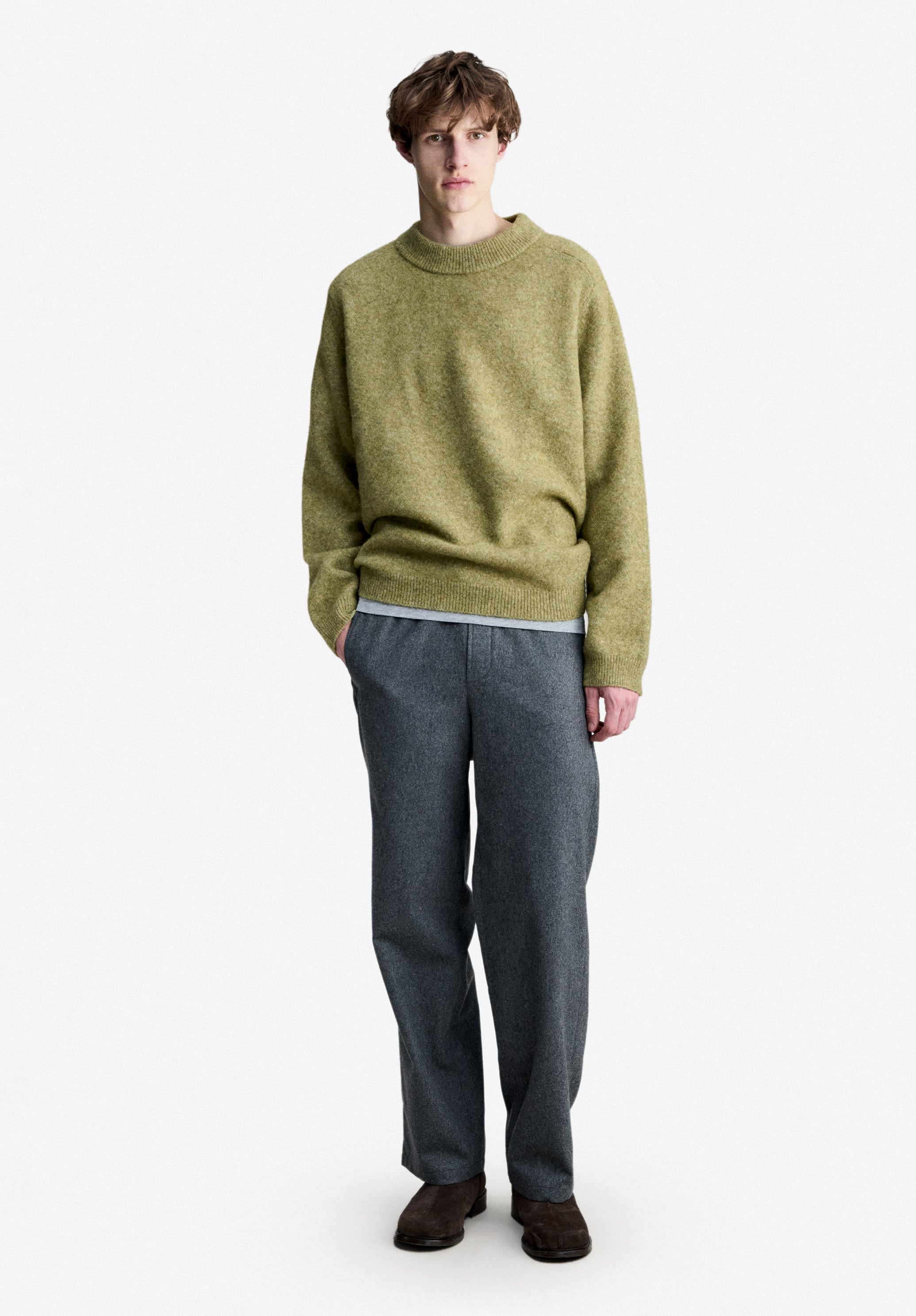 Loose-fit light khaki sweater - 1
