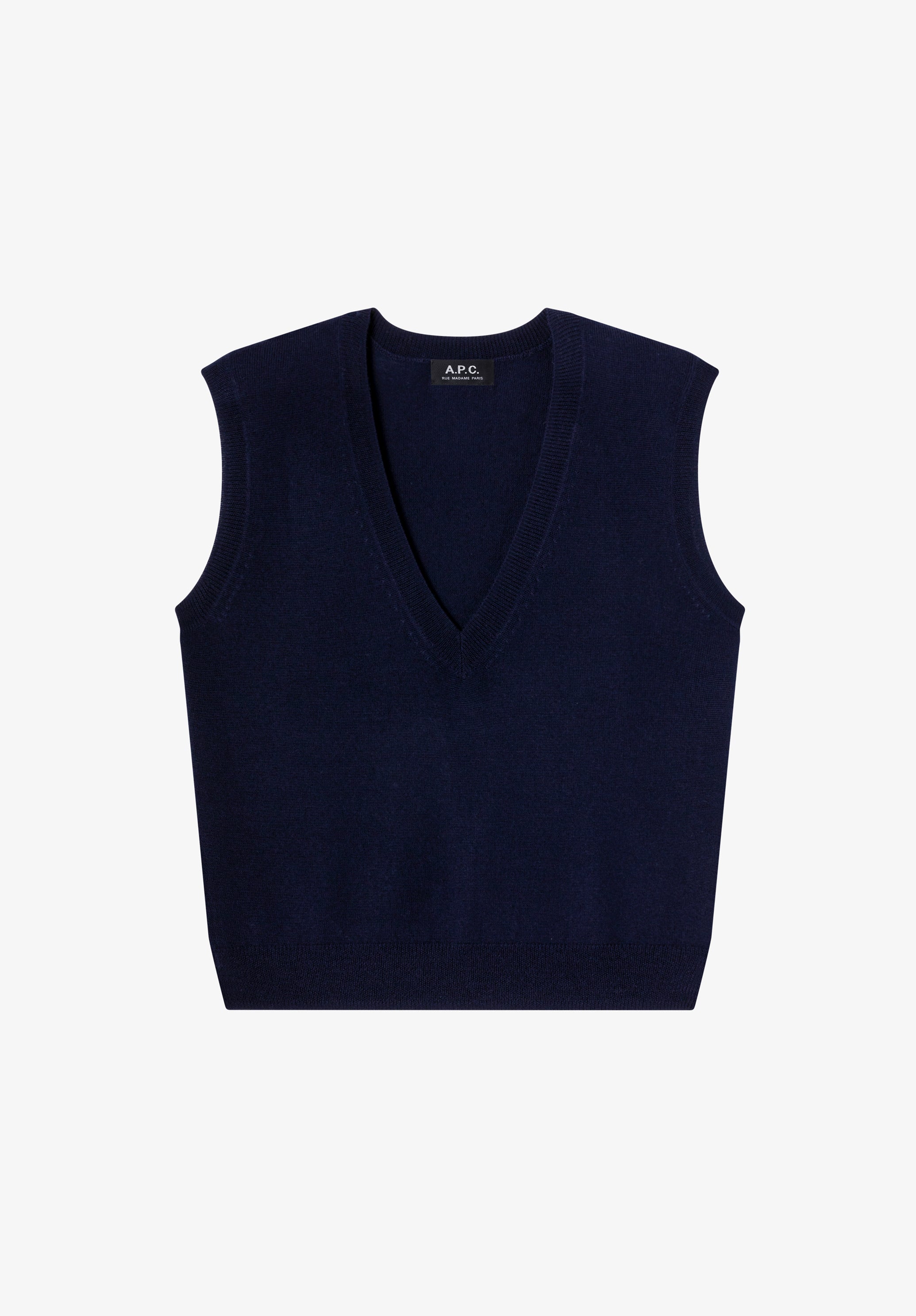 Sleeveless navy blue wool cardigan - 0