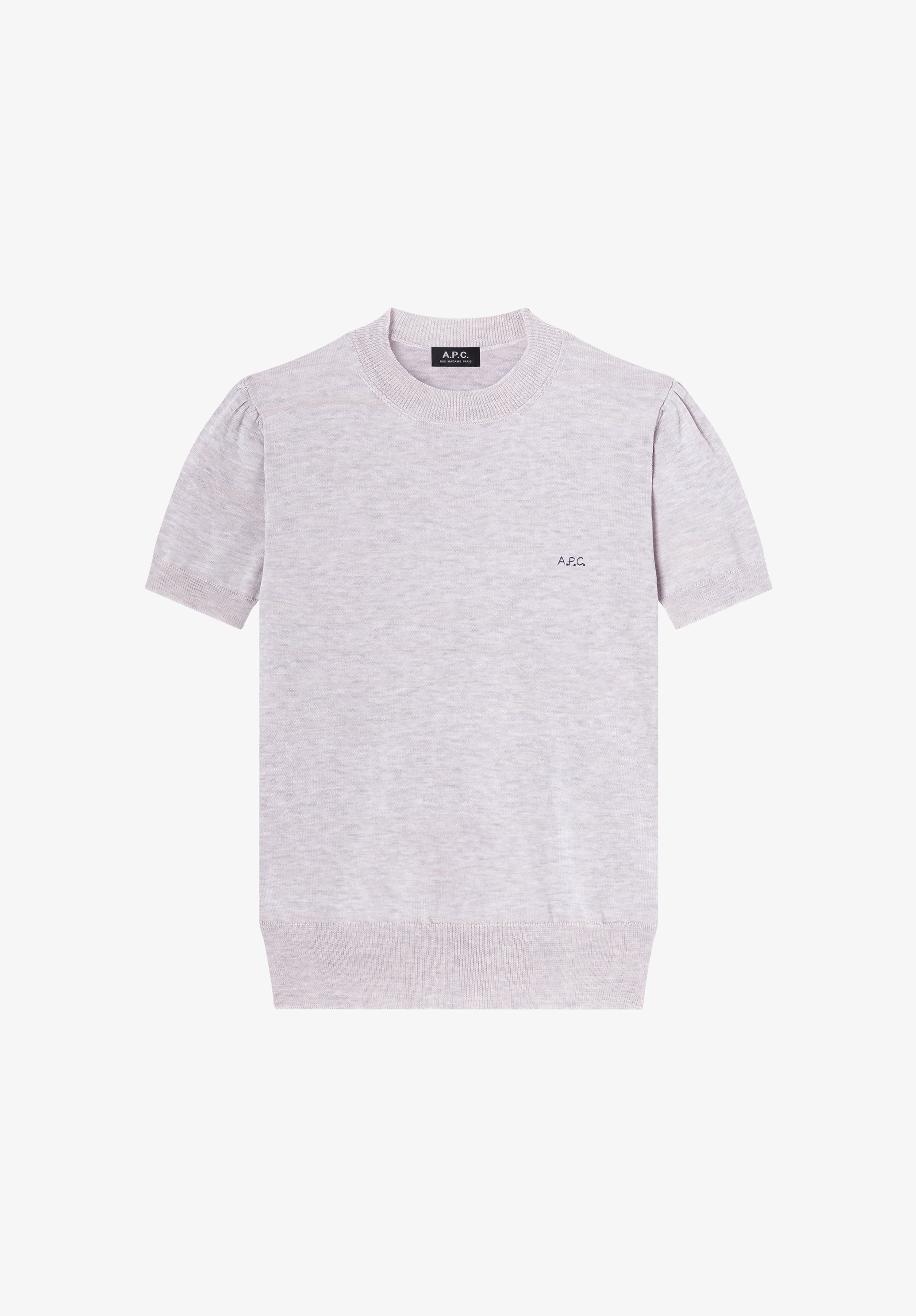 Fitted heather grey merino wool sweater - 0