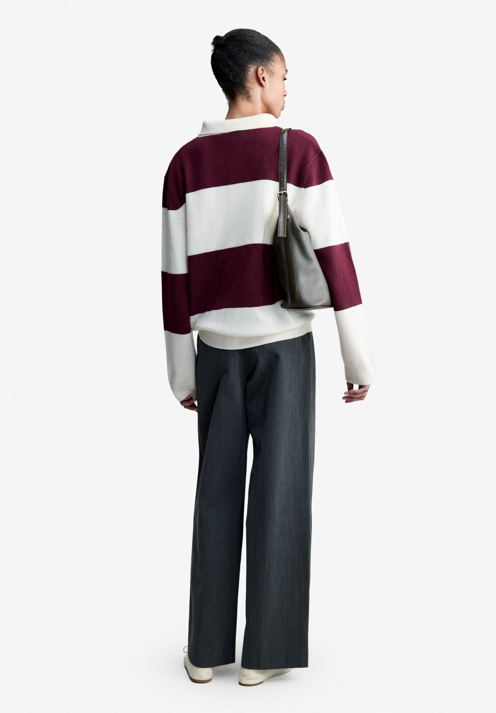 White and burgundy wool rugby polo shirt - 2