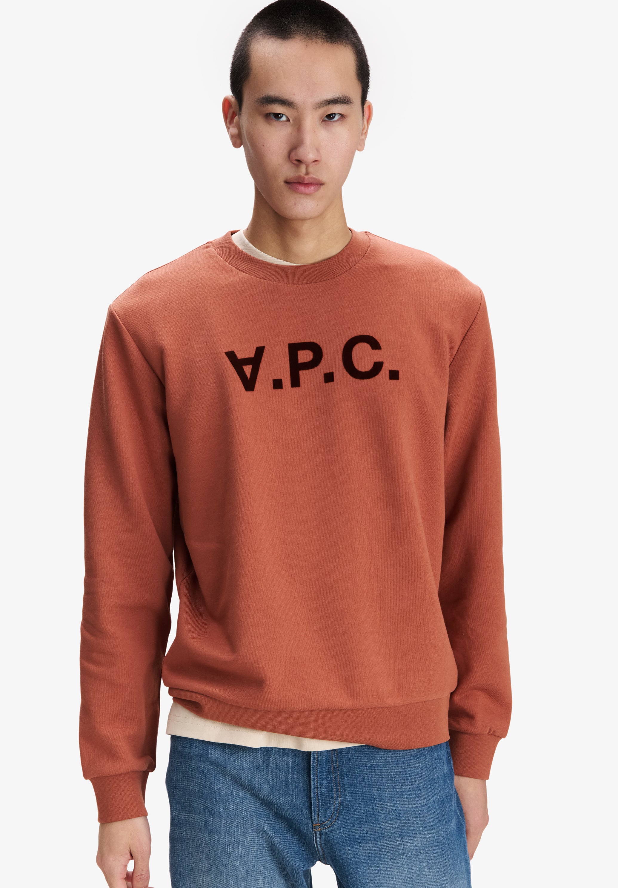 Brick red sweatshirt with V.P.C. logo - 3