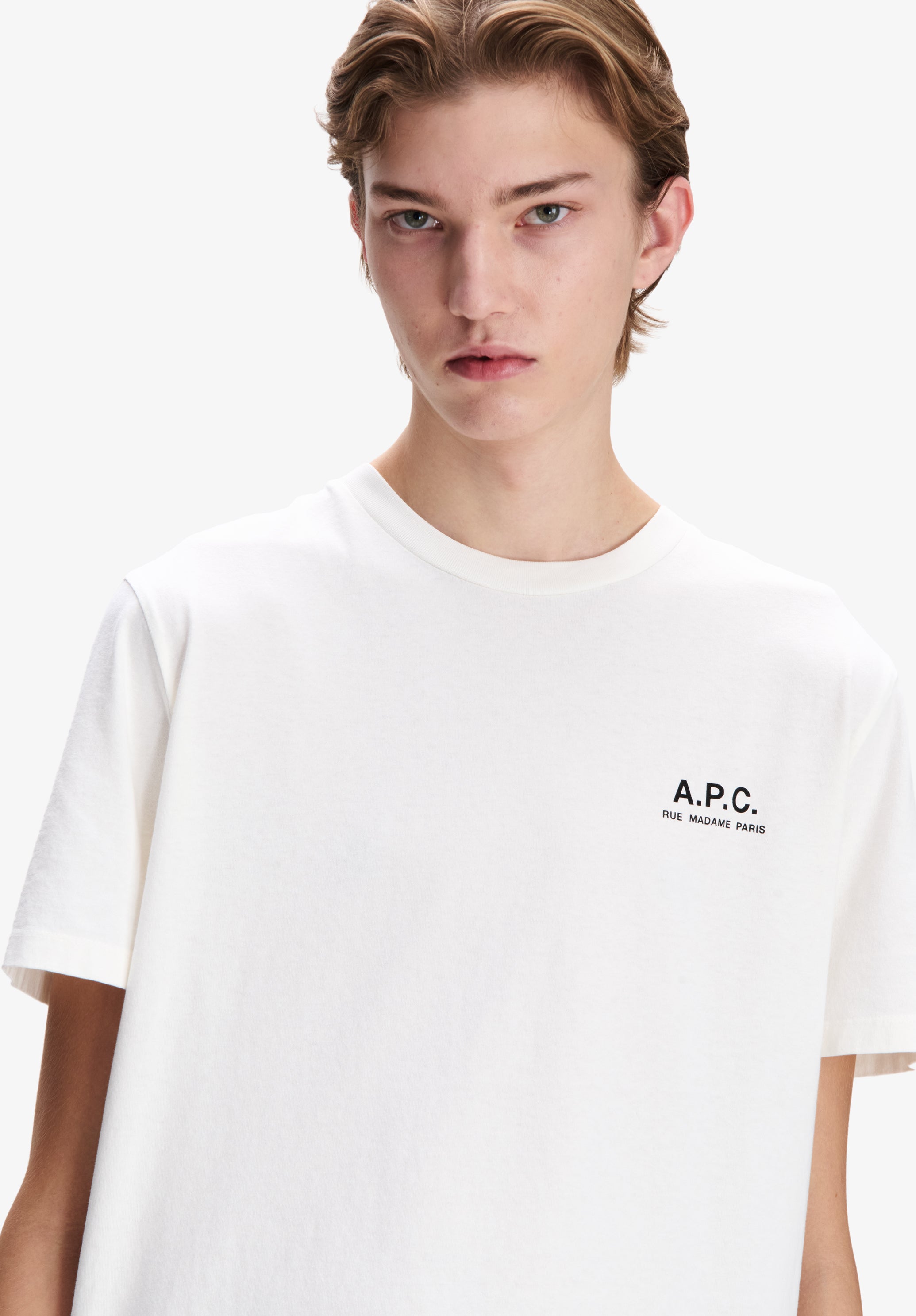 Off-white t-shirt with A.P.C. Rue Madame logo - 3