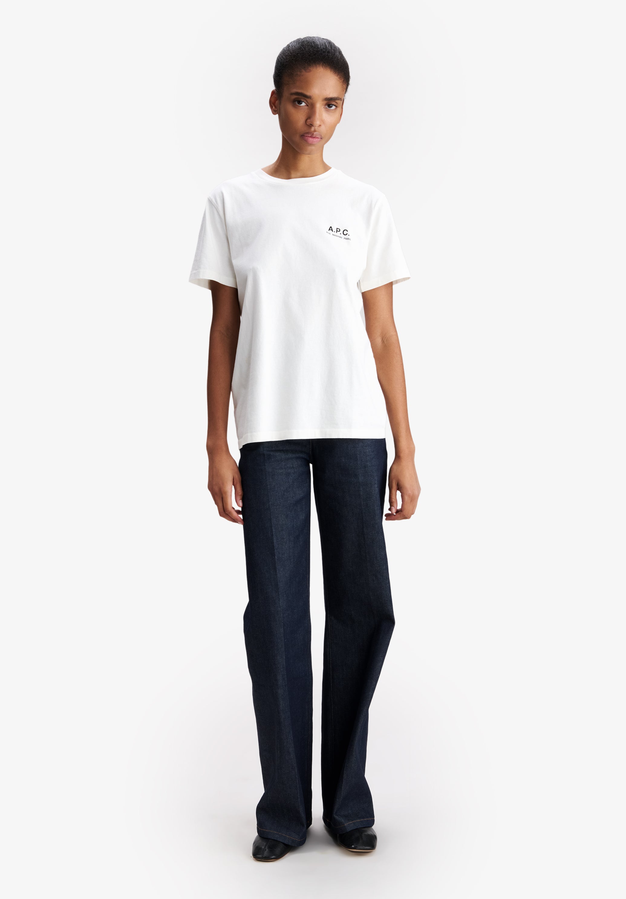 Off-white t-shirt with A.P.C. Rue Madame logo - 4
