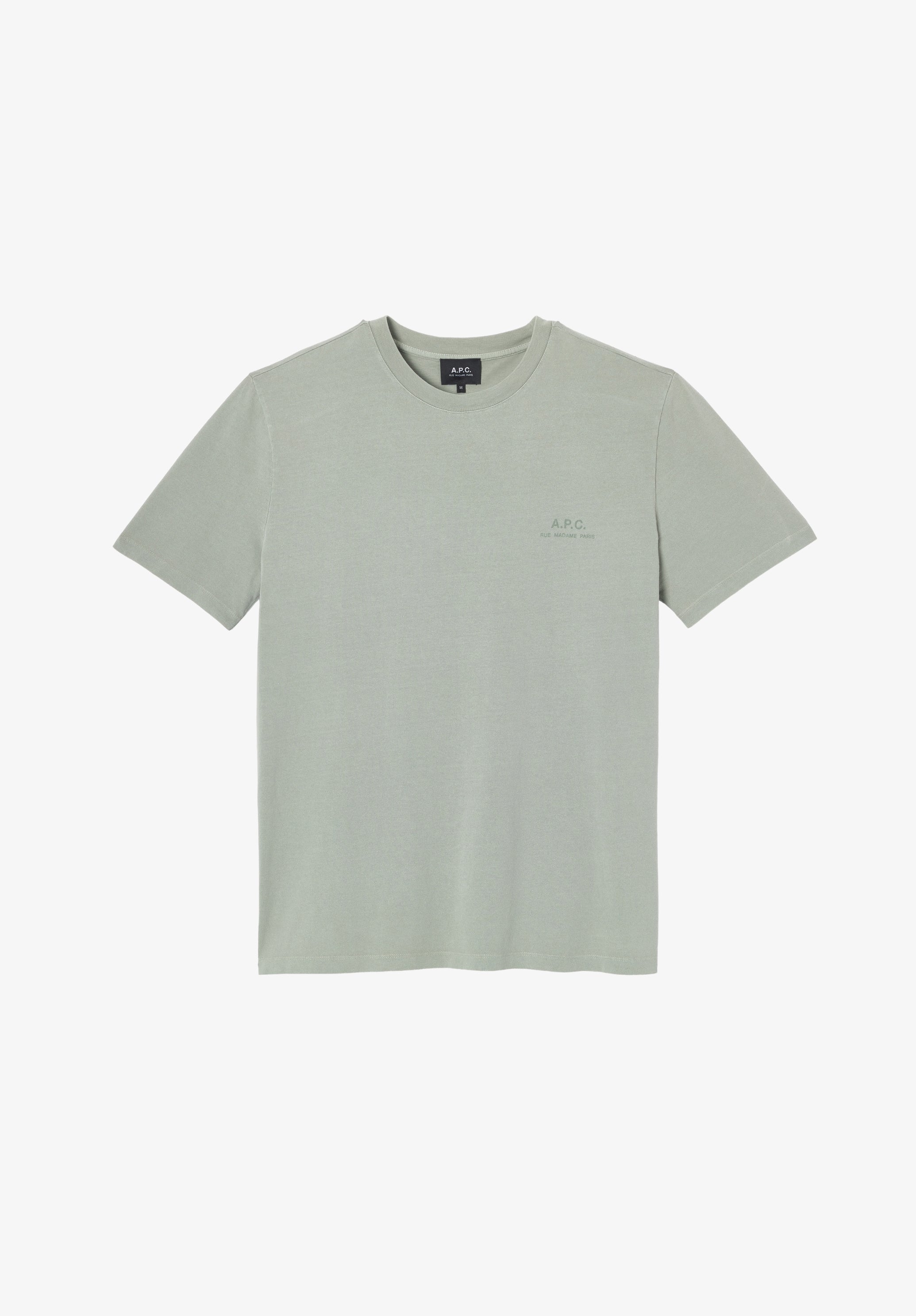 Grey-green T-shirt with A.P.C. Rue Madame logo - 0