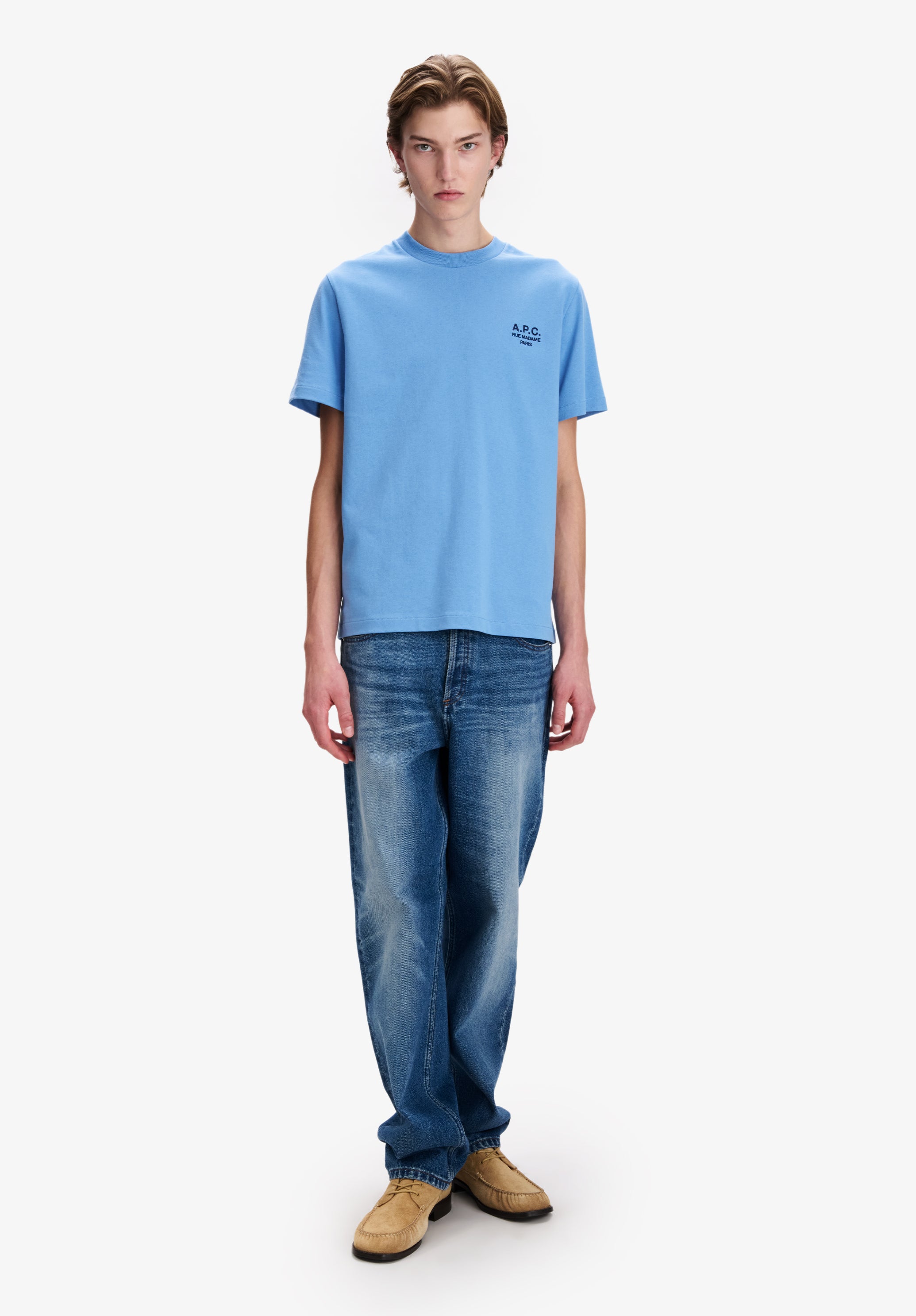 Light blue t-shirt with A.P.C. Rue Madame logo - 1