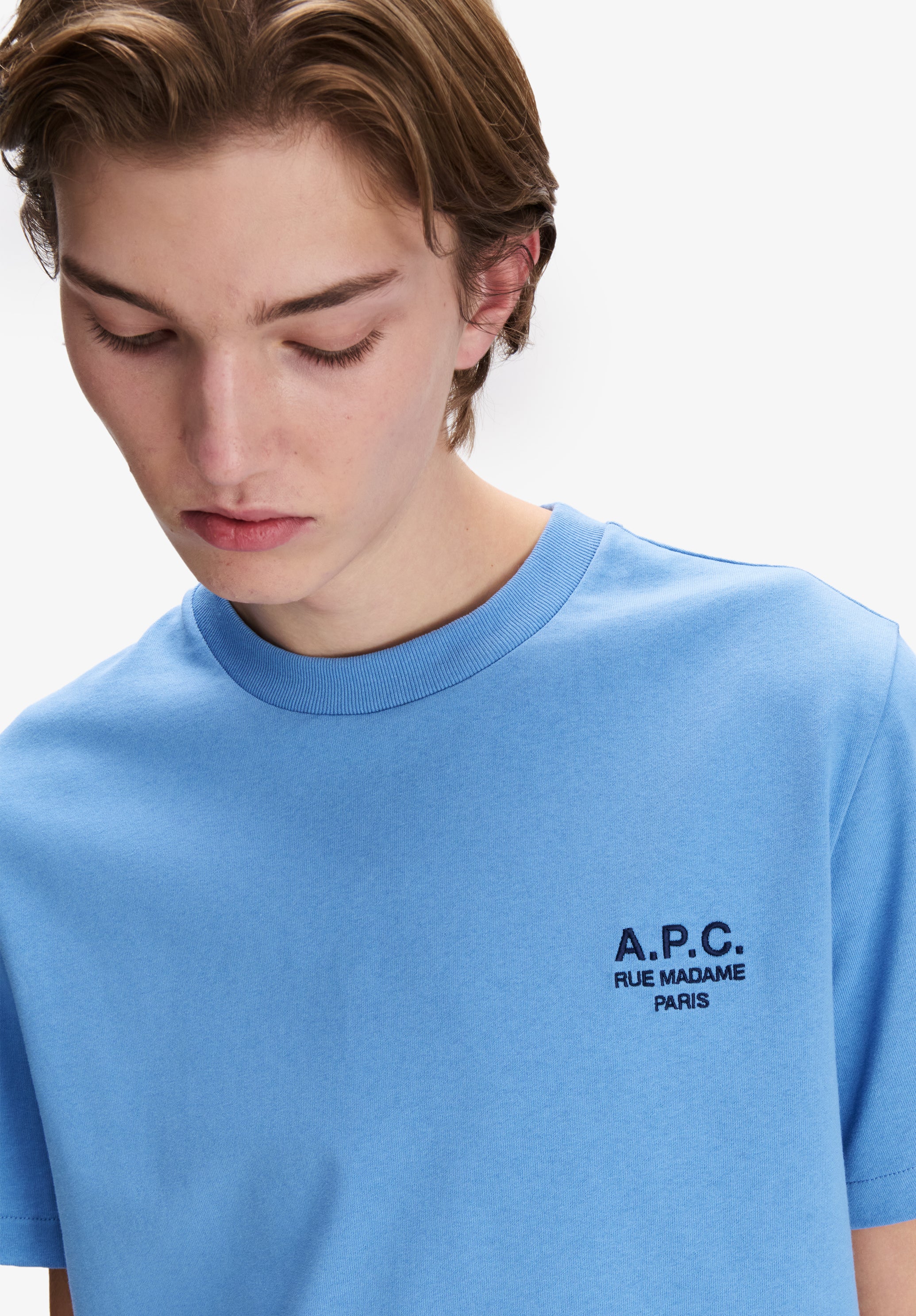 Light blue t-shirt with A.P.C. Rue Madame logo - 3