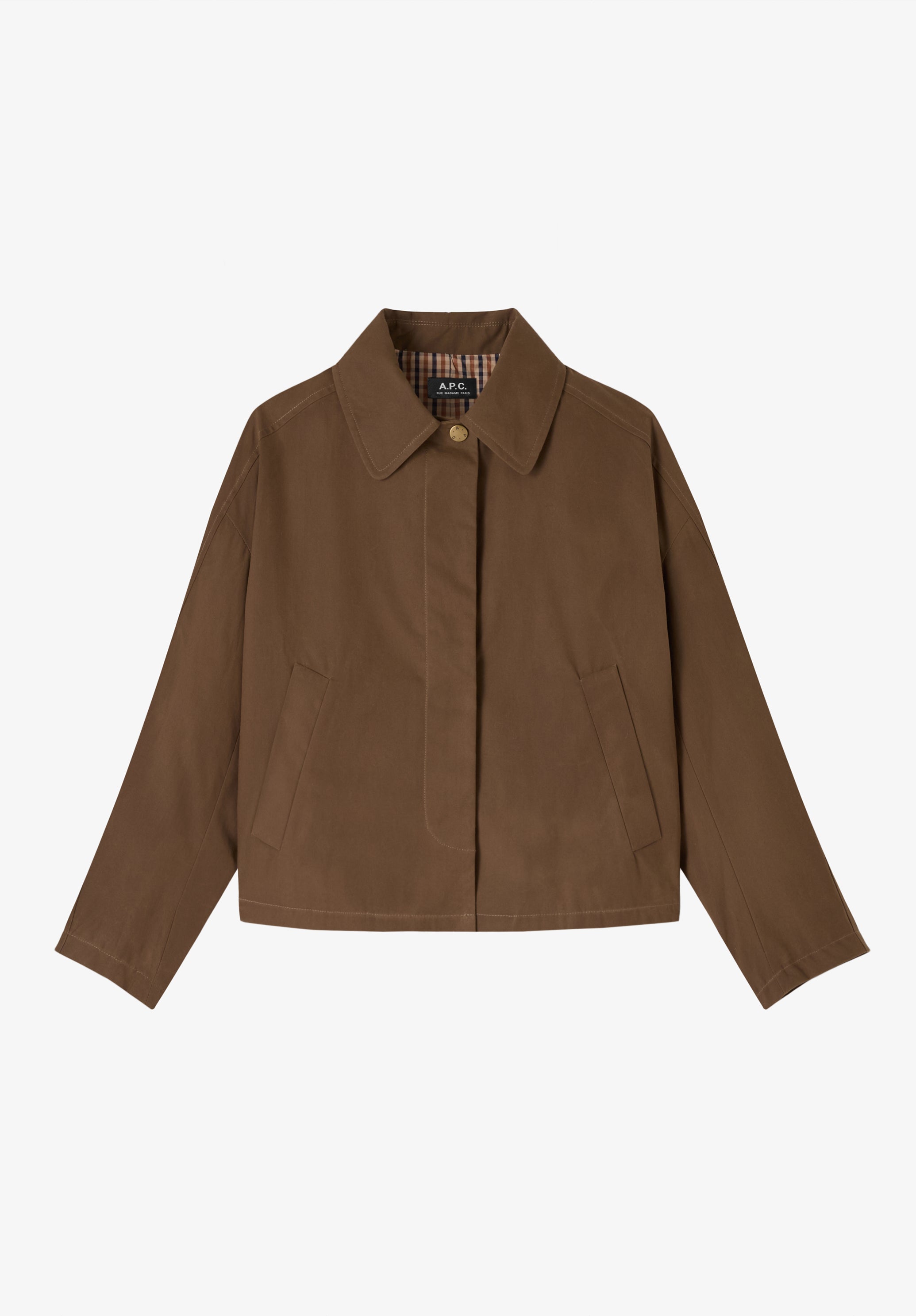 Khaki rain jacket in waxed cotton - 0