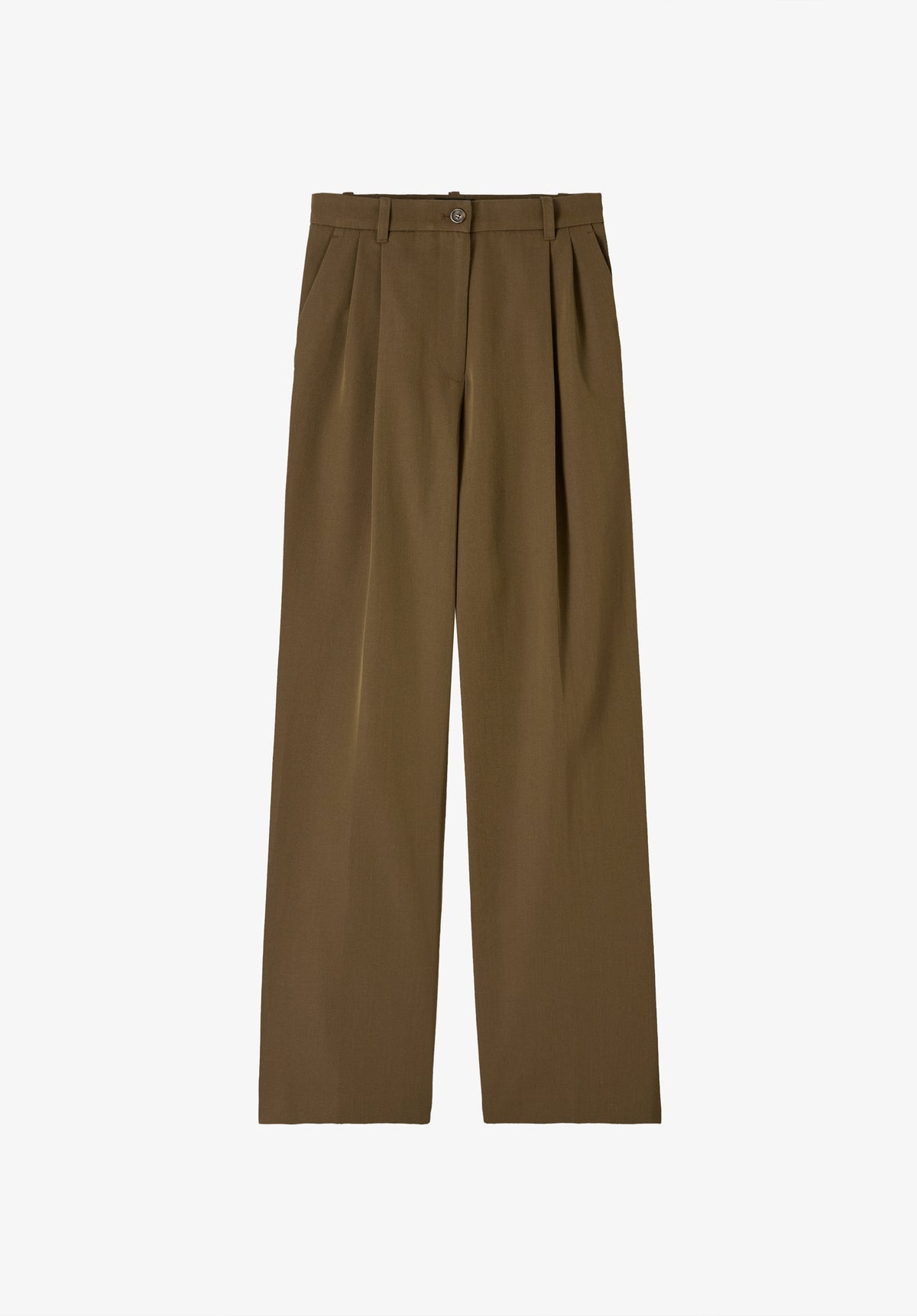 Loose-fit khaki cotton trousers