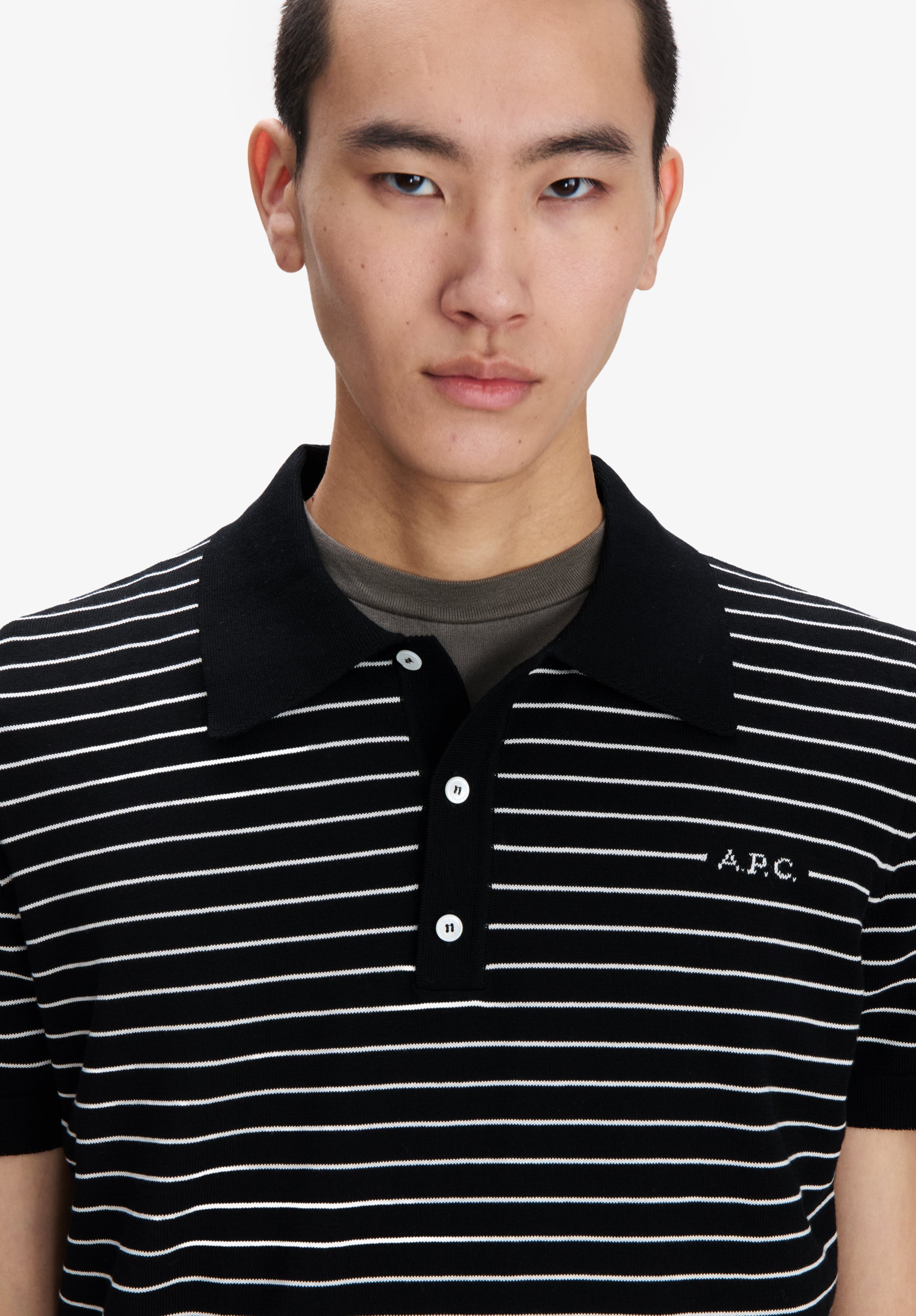 Fitted striped black polo - 3