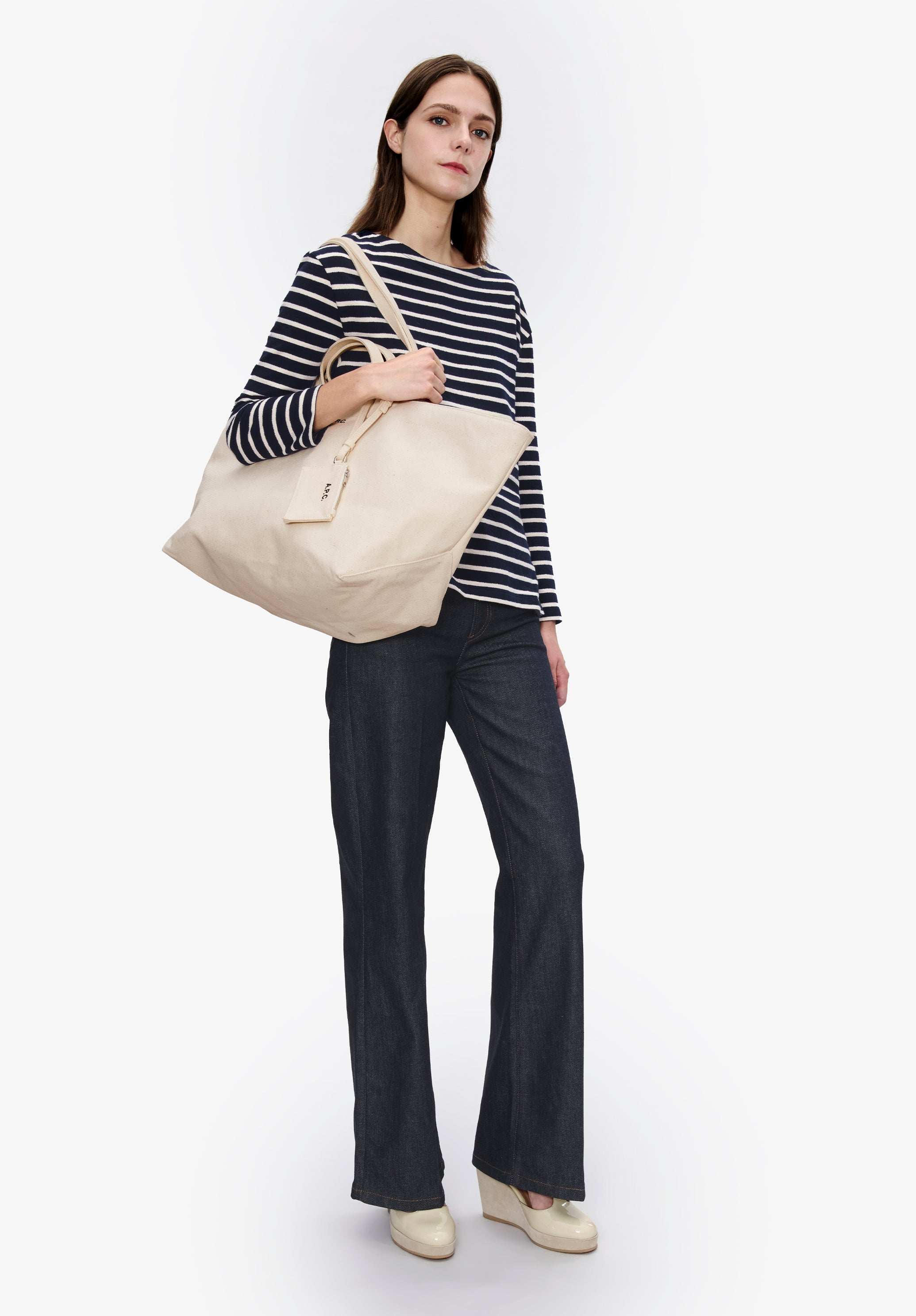 Striped top with three-quarter sleeves - 1