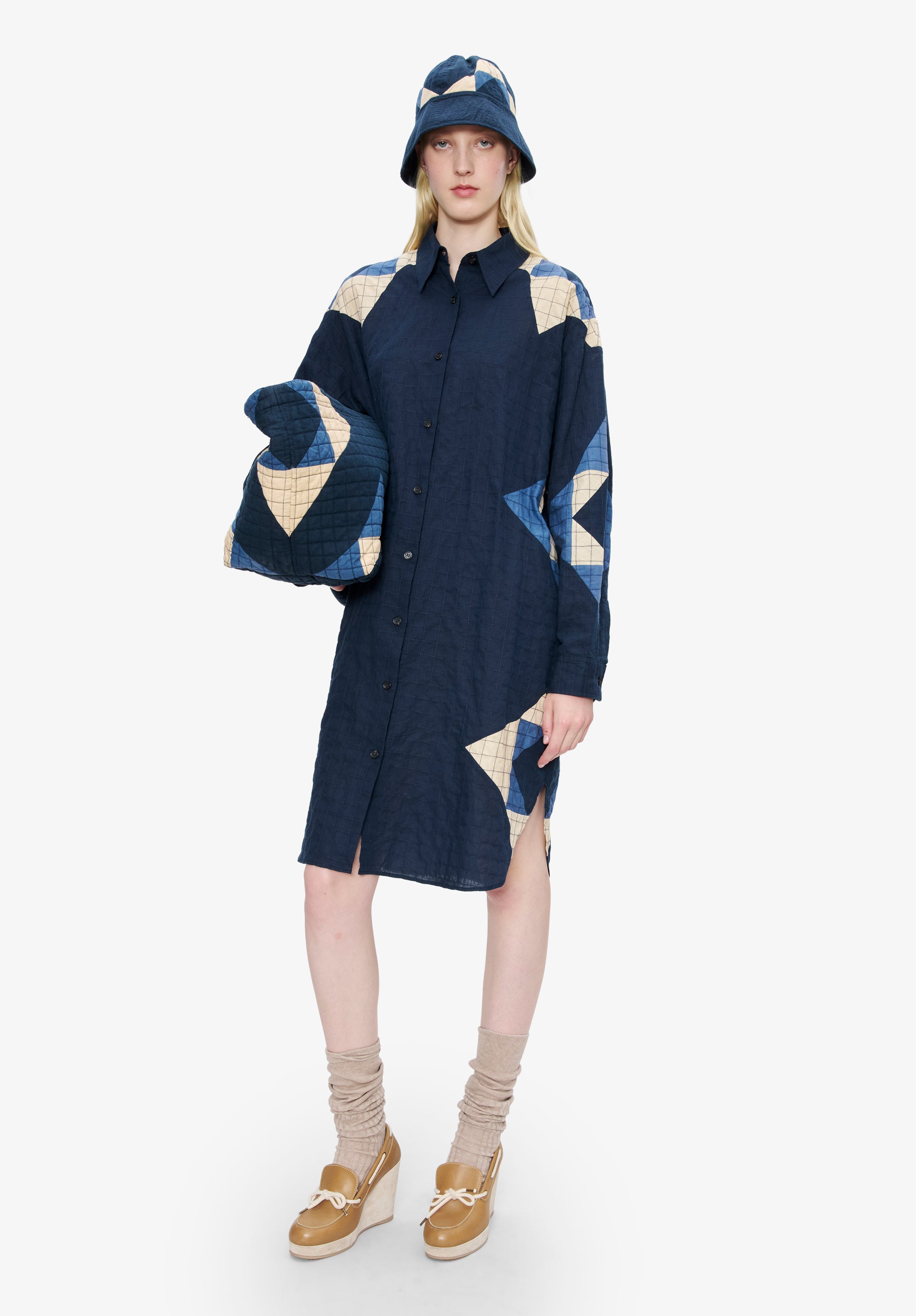 Patchwork shirt-dress