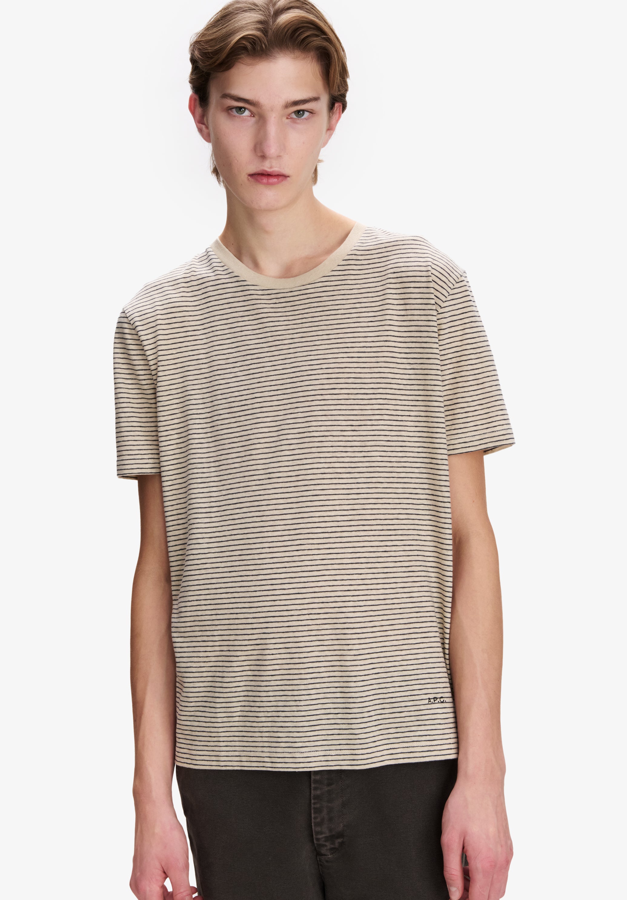 Ecru t-shirt with black stripes - 3