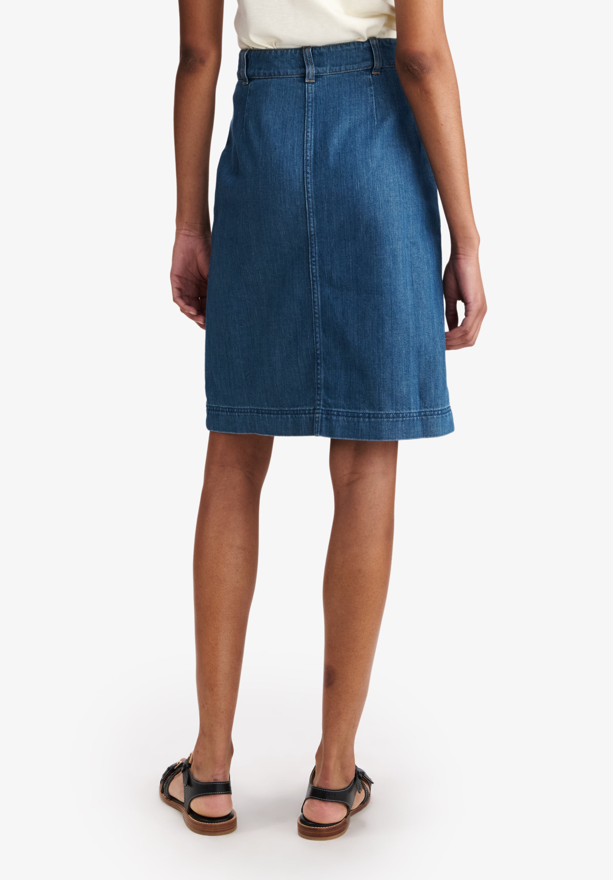 Faded denim skirt with pockets - 4
