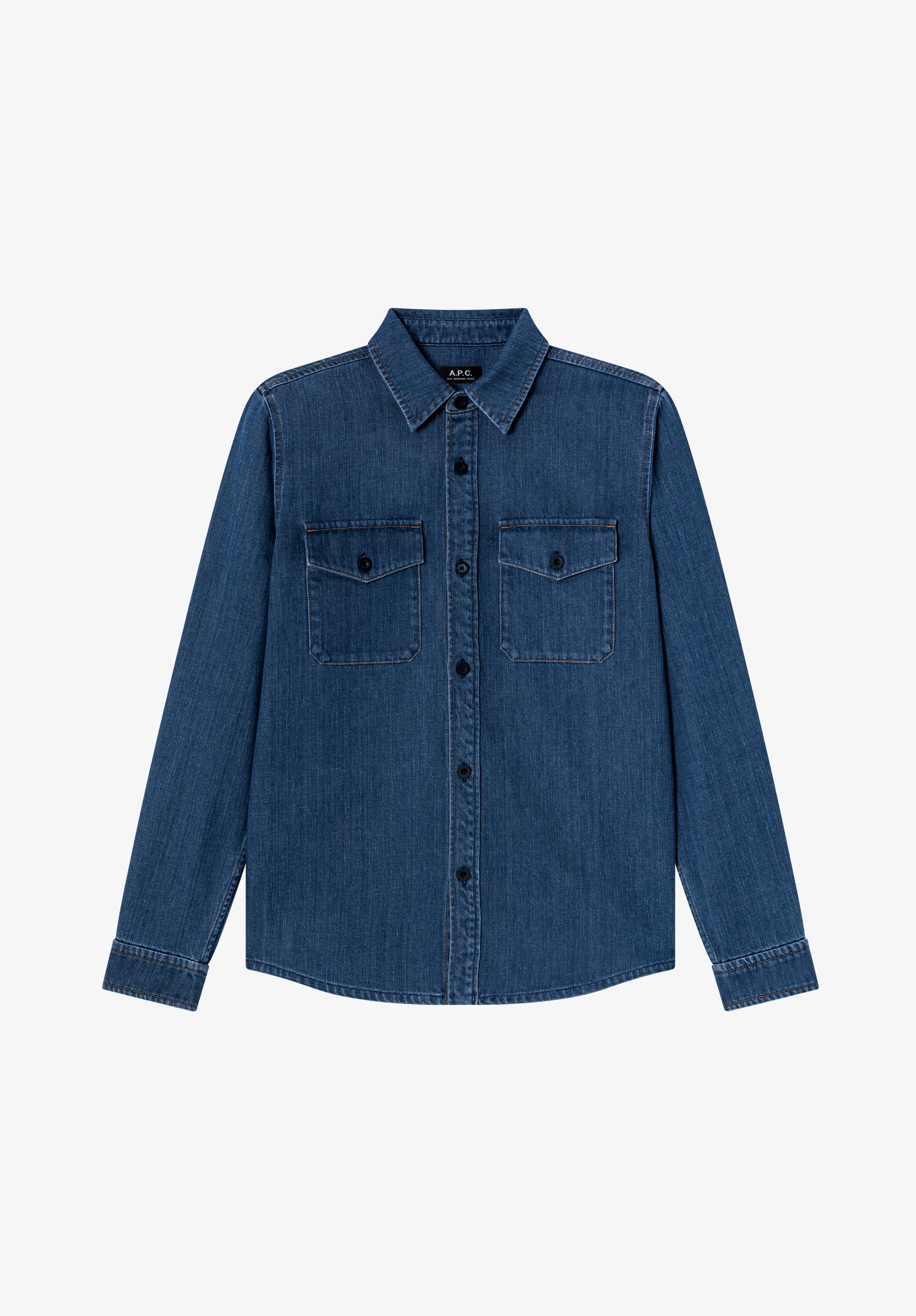 Faded denim overshirt with pockets - 0