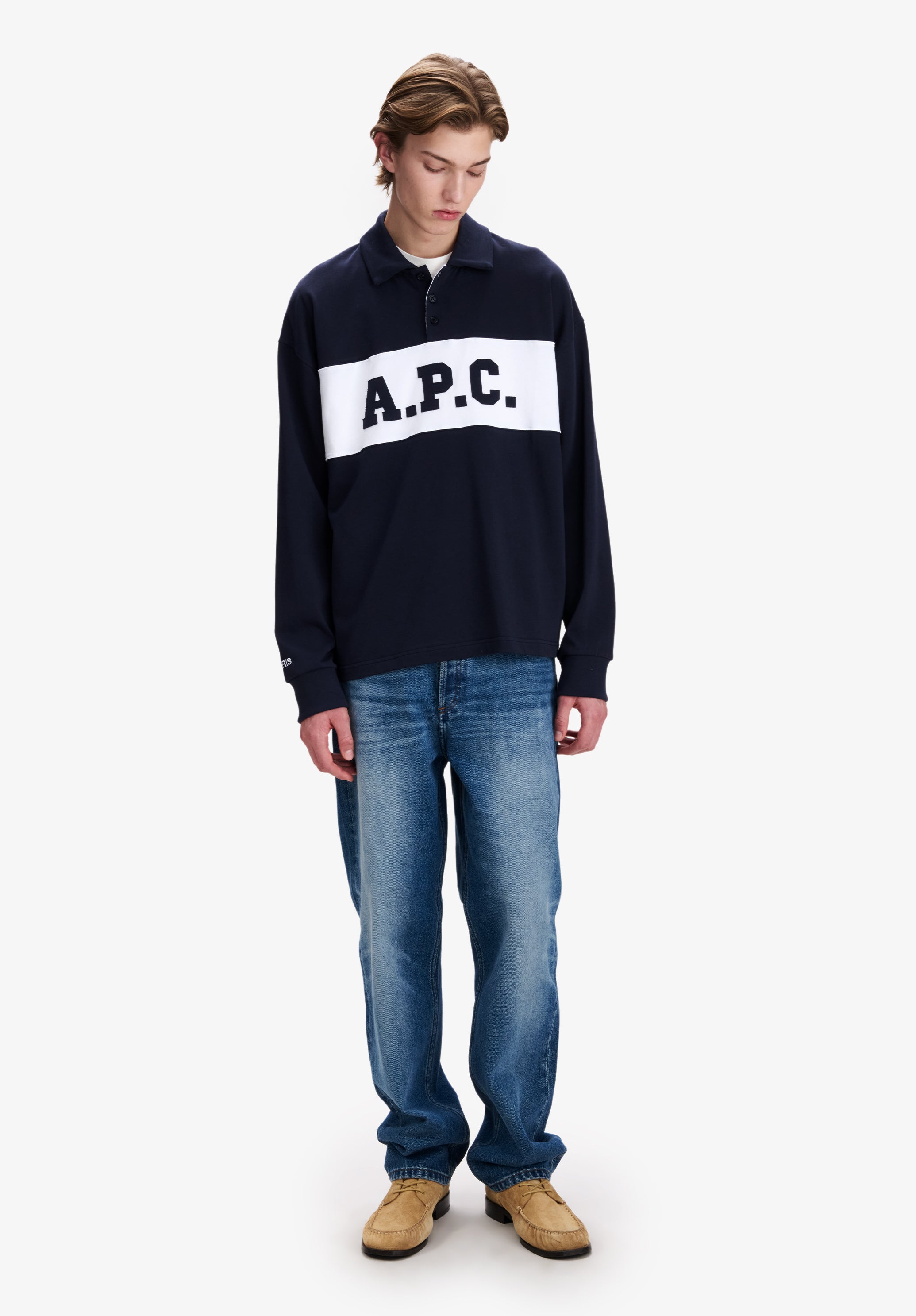 Navy blue A.P.C. rugby polo - 1