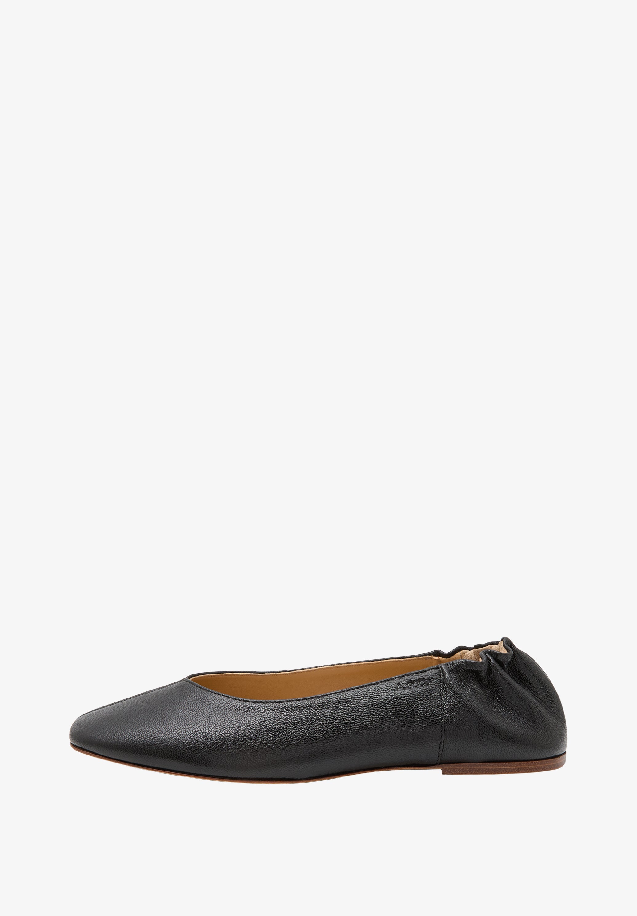 Square-toe leather ballet flats - 0