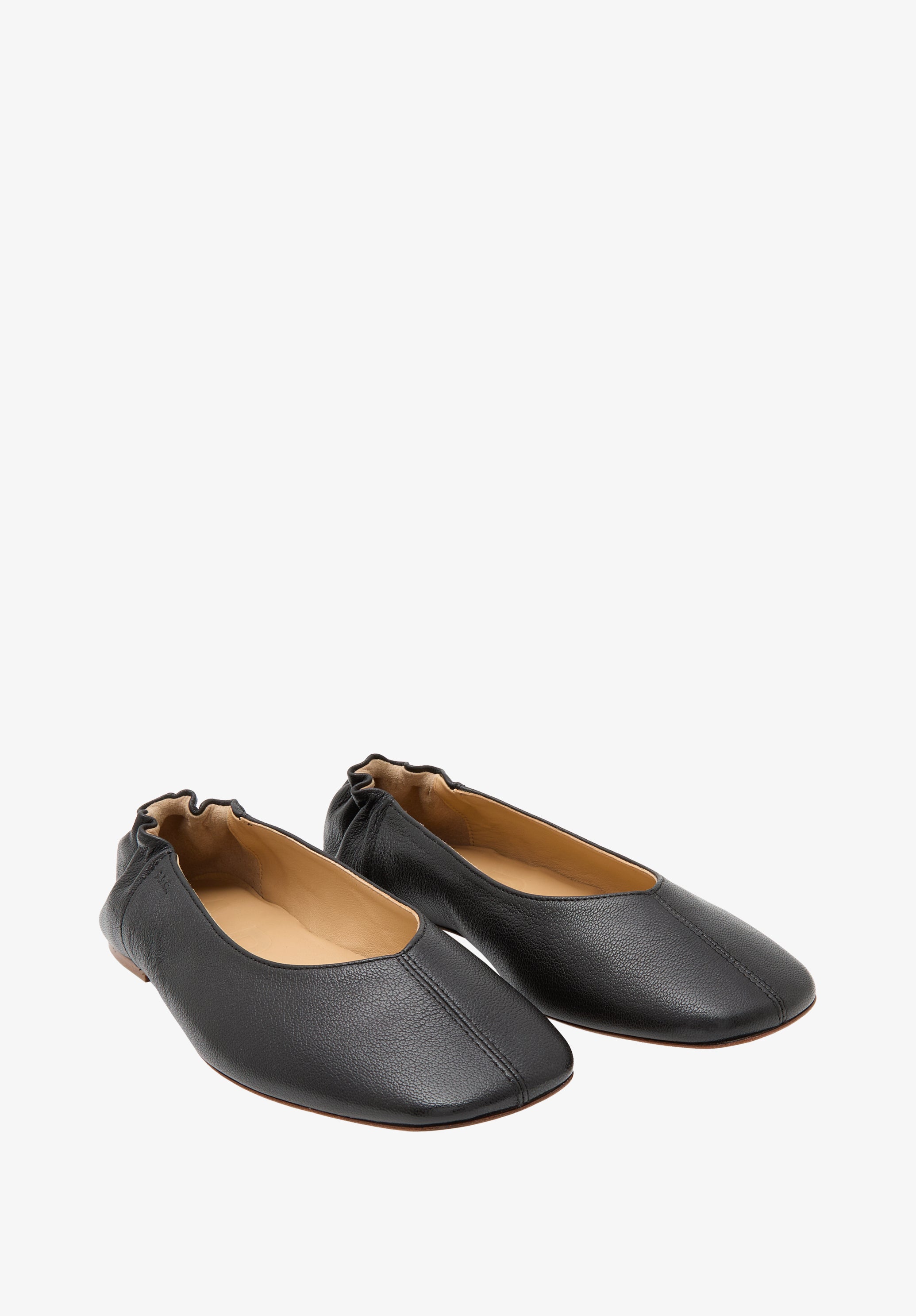 Square-toe leather ballet flats - 3