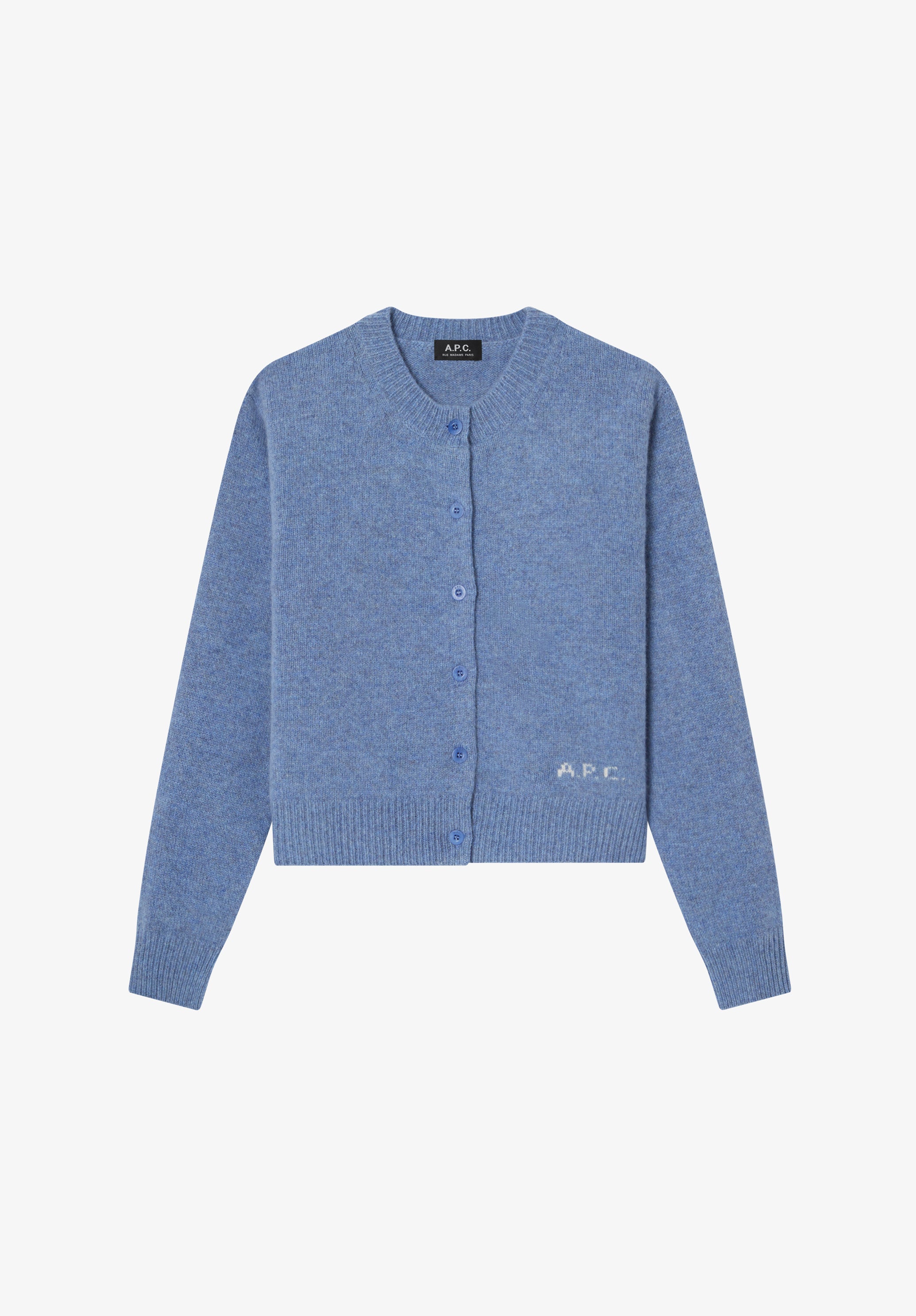 Short grey-blue wool cardigan - 0